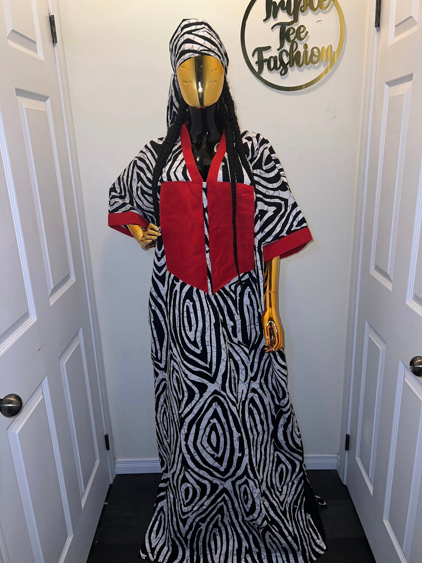 African Ankara Boubou Dress | Nigerian Adire Kaftan, Modest Style