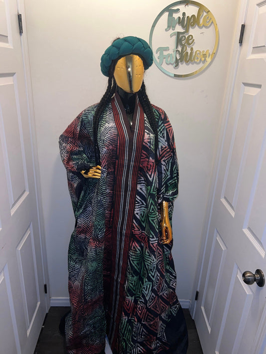 African Adire Batik Boubou dress |Inner belt bubu Kaftan| Handmade African print dress | Nigerian made | Tie and Dye | Rich aunty| Ankara
