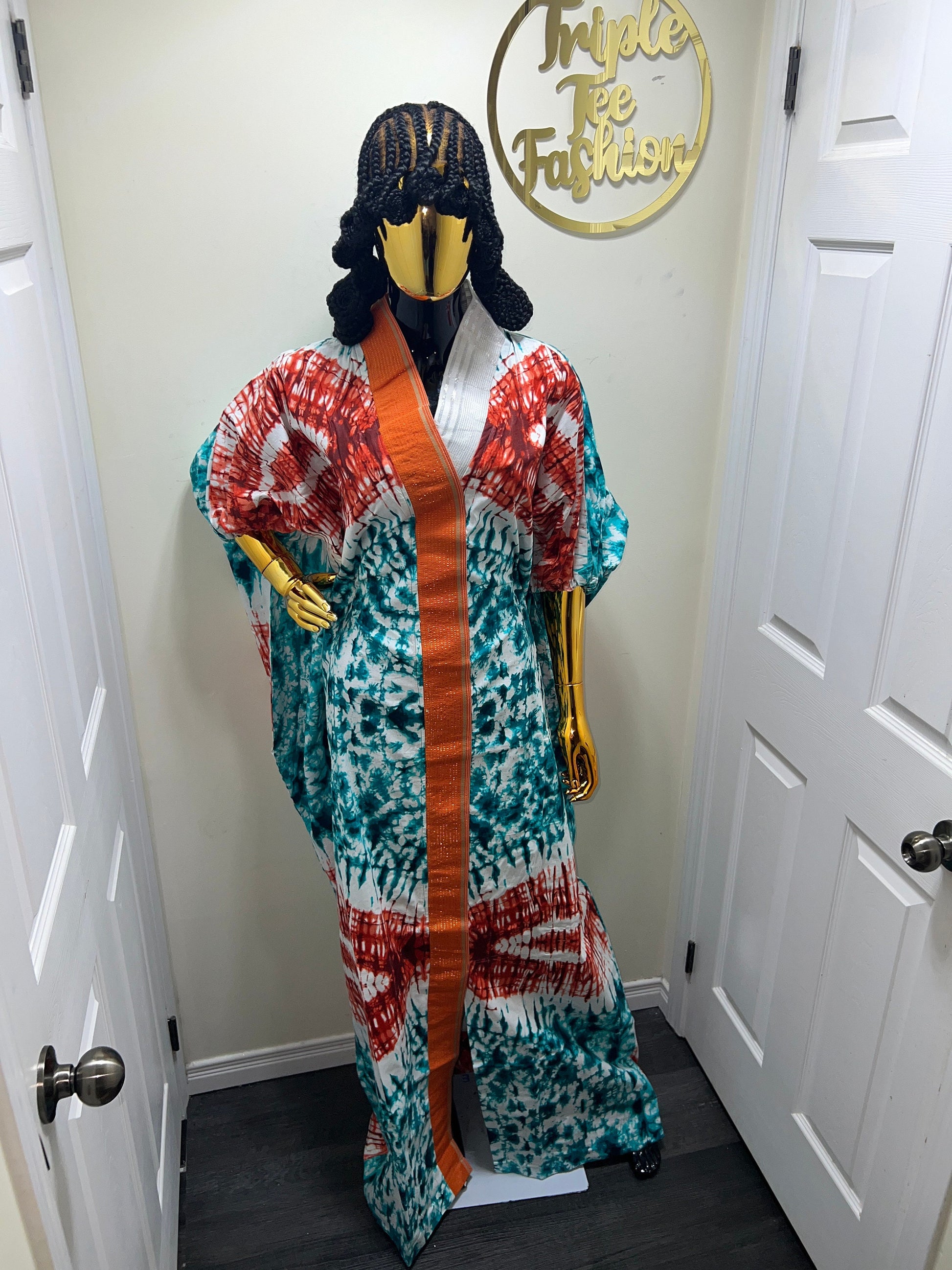 Adire Ankara Kaftan Dress | Nigerian Boubou, Cotton