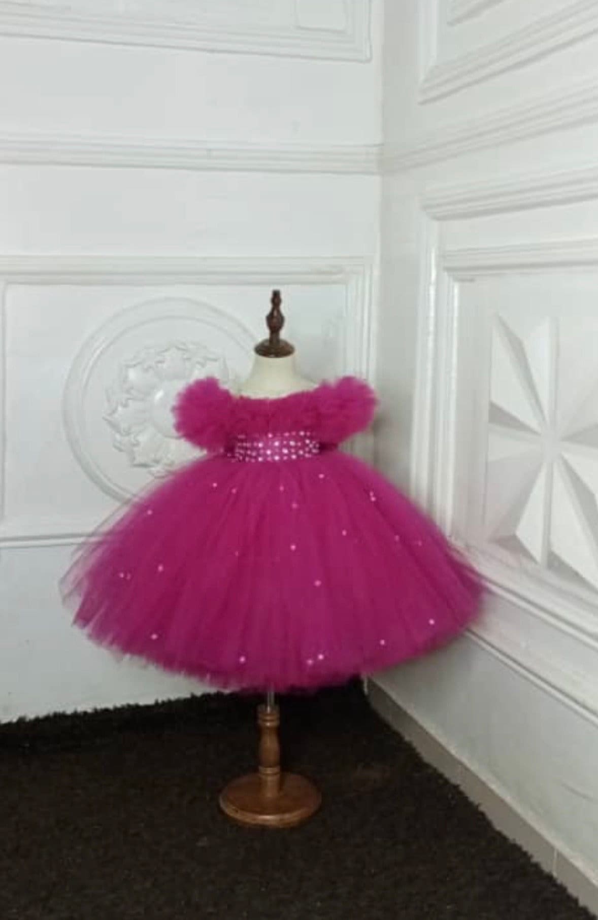 Princess Baby Girl Birthday Ballgown: Satin & Lace Flower Girl Dress