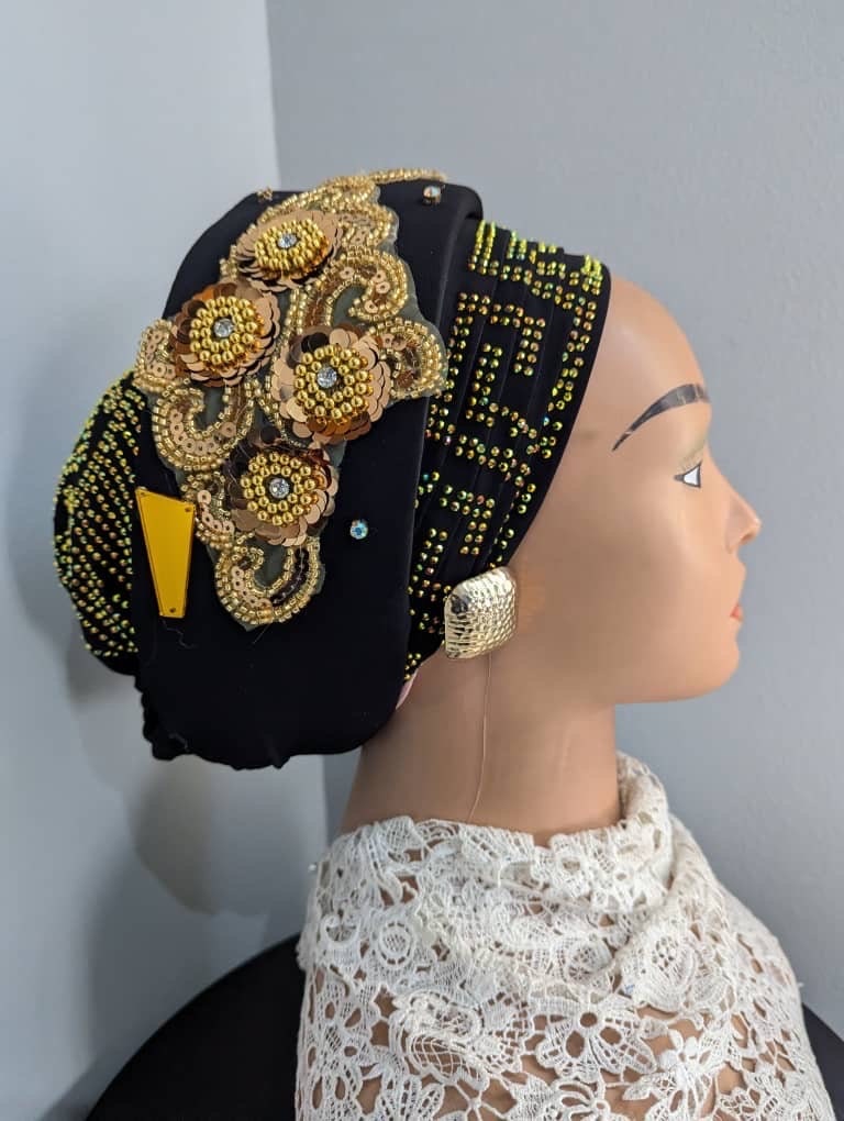 Luxury Duchess Silk Turban Hat | Pre-tied, Crystal Embellished