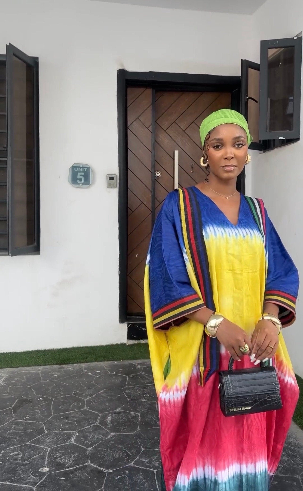 Handmade African Adire Cotton Kaftan Dress | Tie Dye Boubou