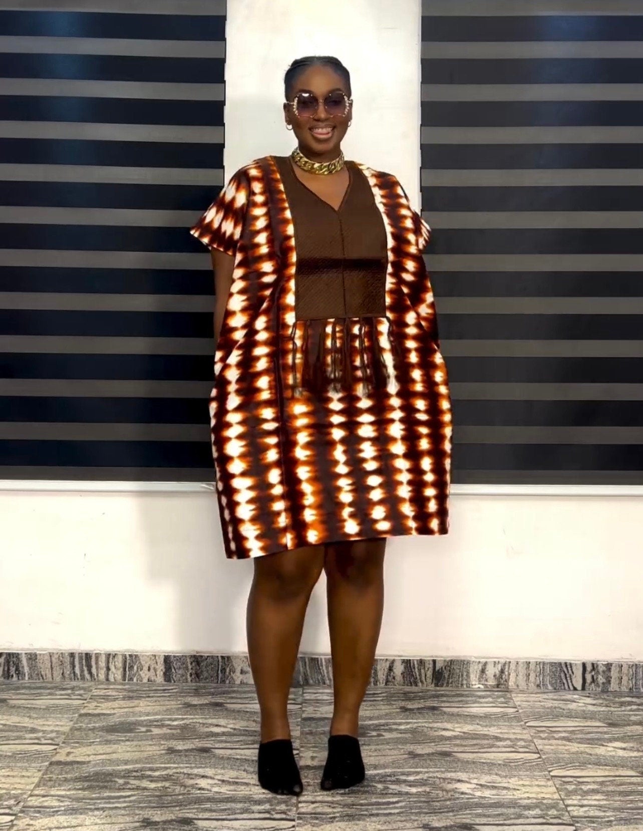 African Print Ankara Kaftan Dress | Nigerian Cotton Party Wear