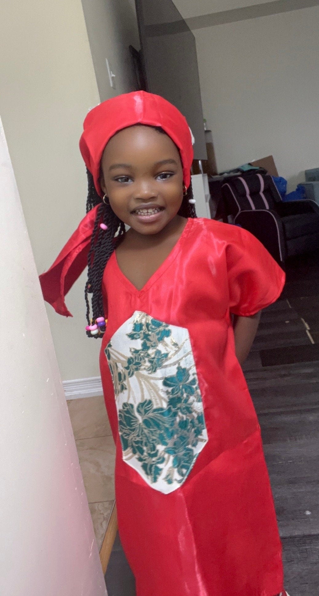Brocade African Boubou Dress for Baby Girl | Mikado Fabric