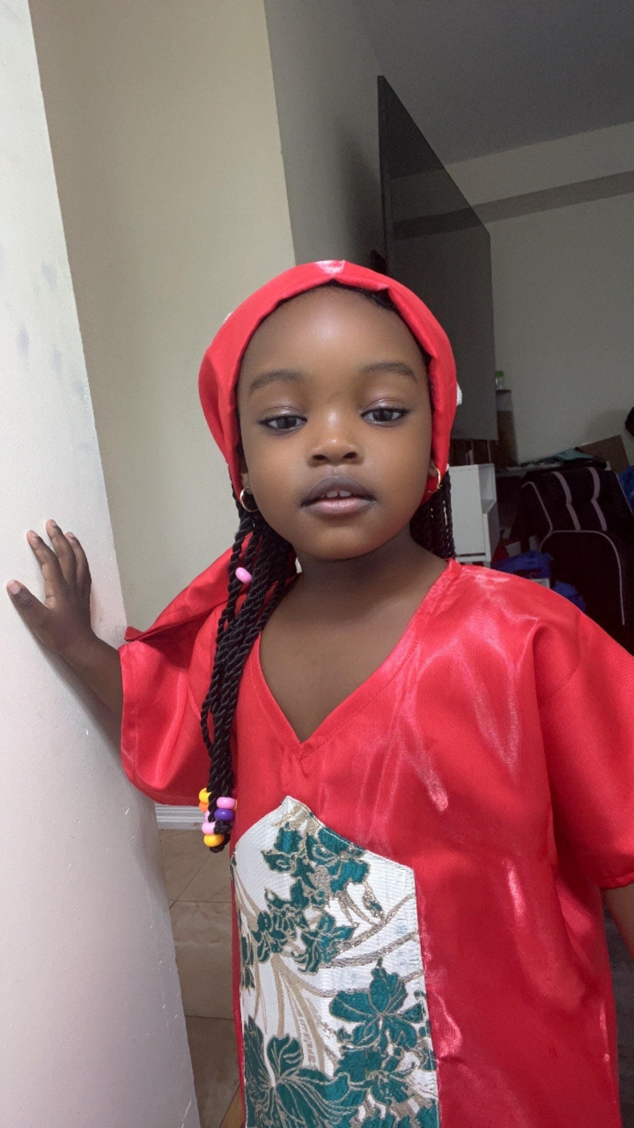 Brocade African Boubou Dress for Baby Girl | Mikado Fabric