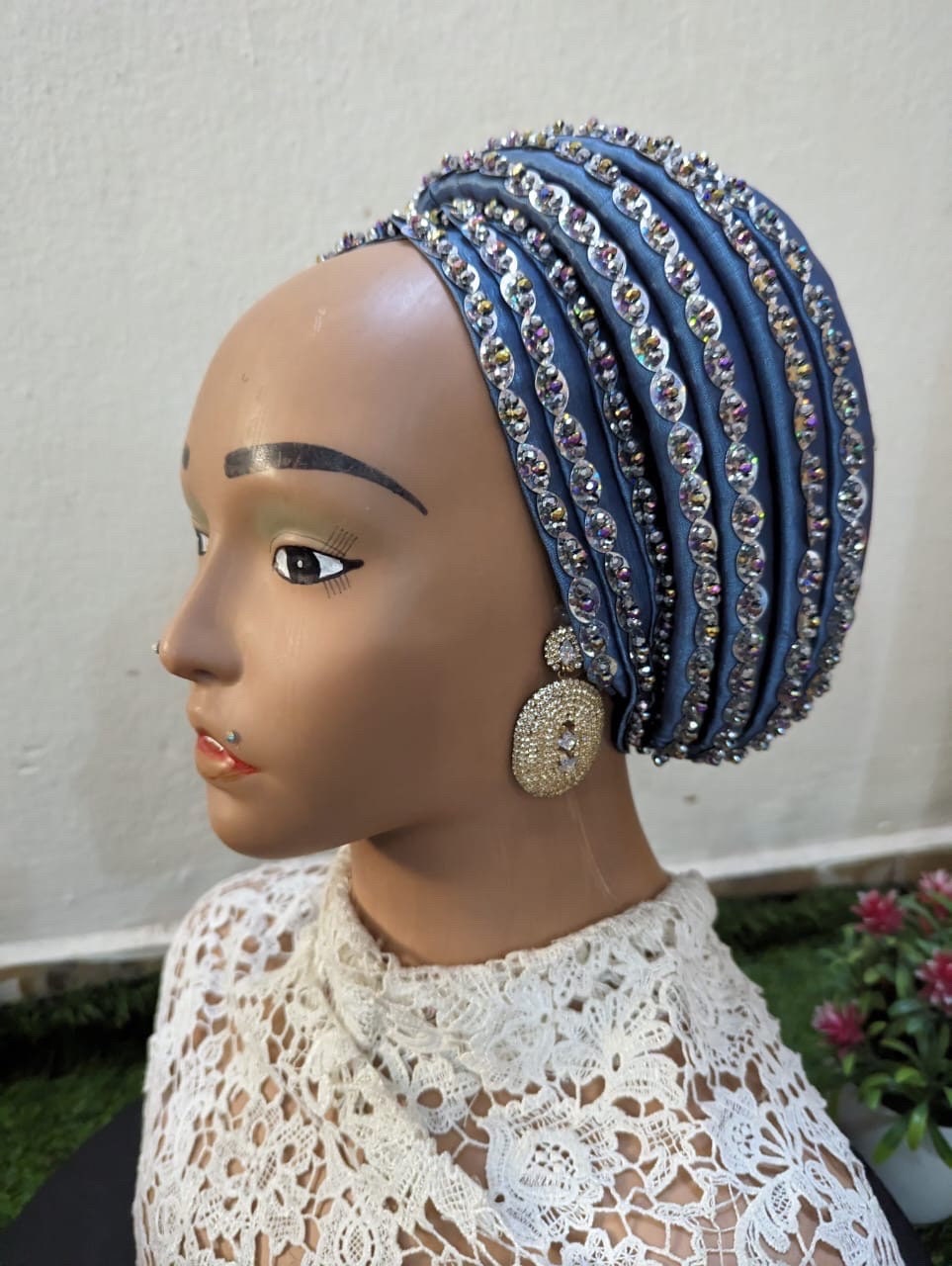 Hand Beaded Turban Hat: Pre-Tied Luxury Headtie for Women