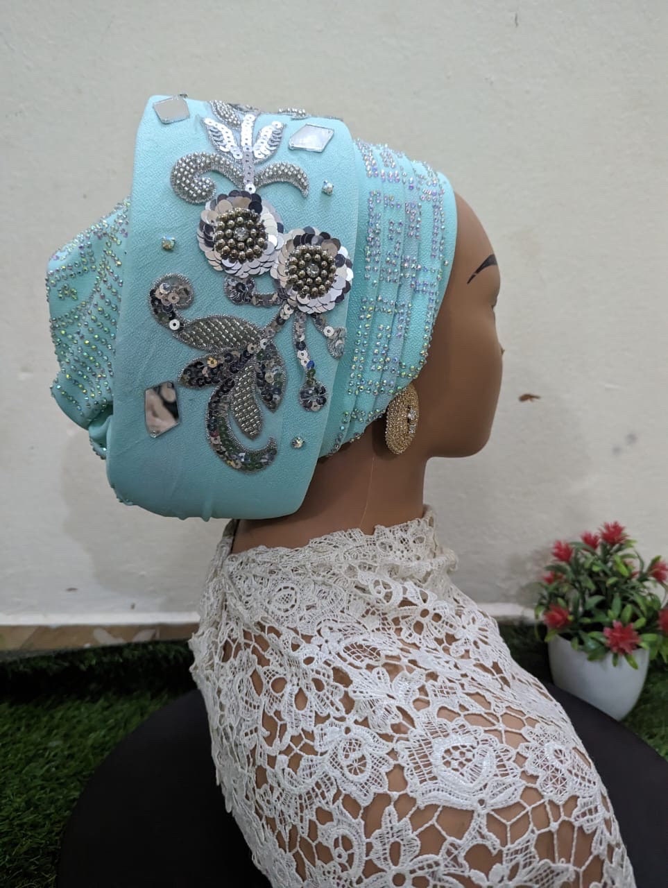 Luxury Beaded Turban Hat | Pre-tied Headtie for Women