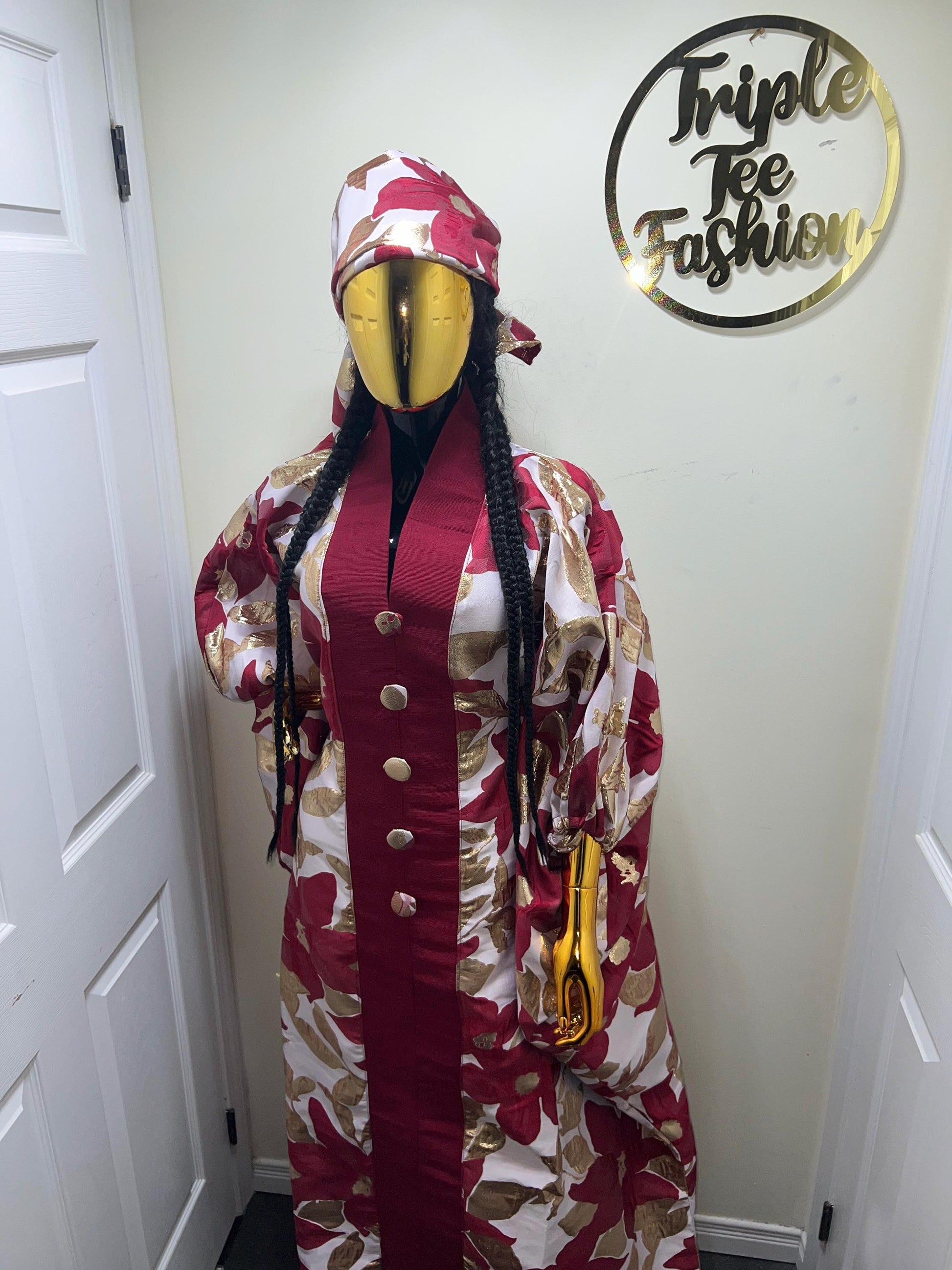 African Brocade Boubou Dress | 'Rich Aunty' Style Kaftan