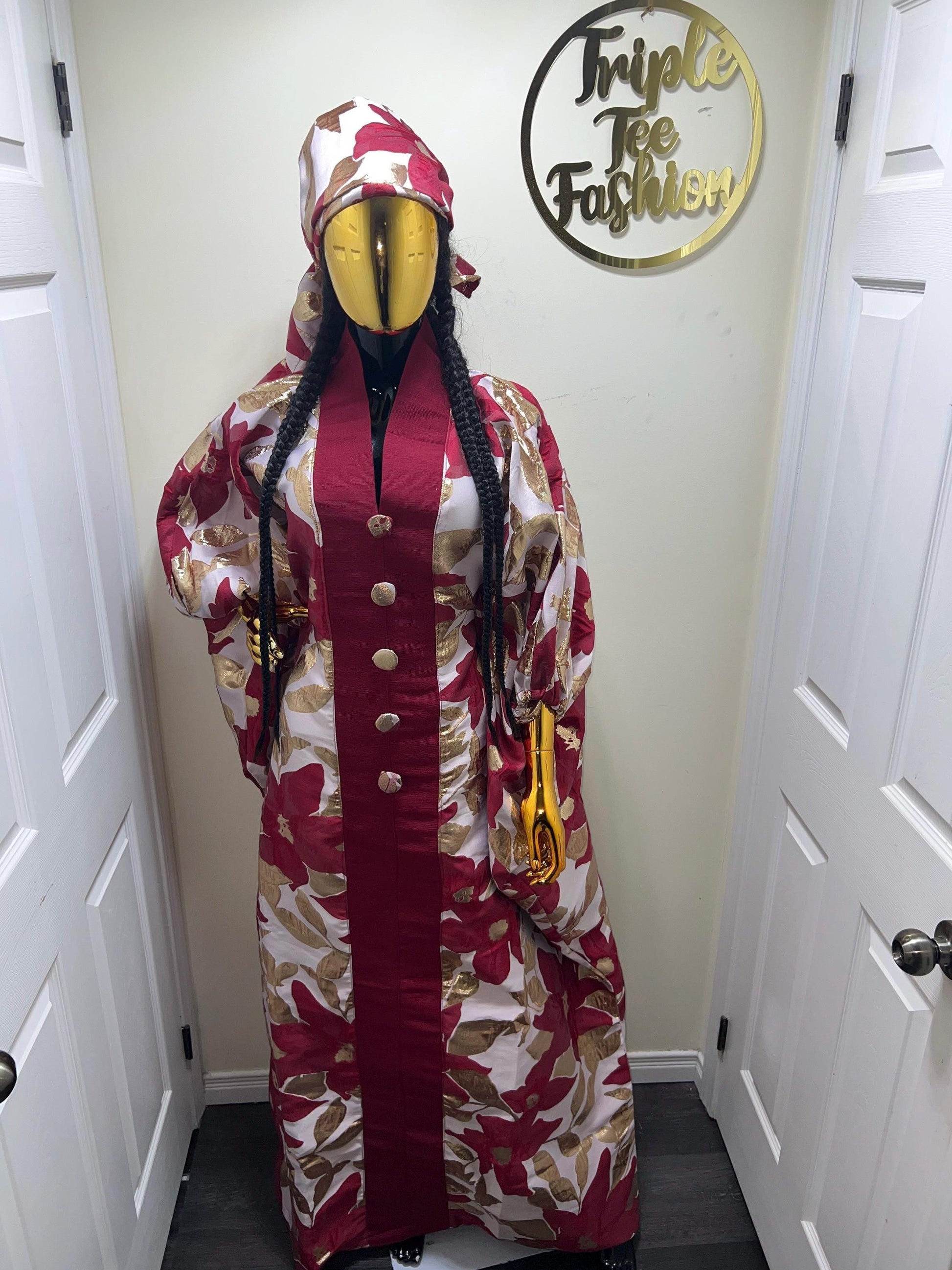African Brocade Boubou Dress | 'Rich Aunty' Style Kaftan