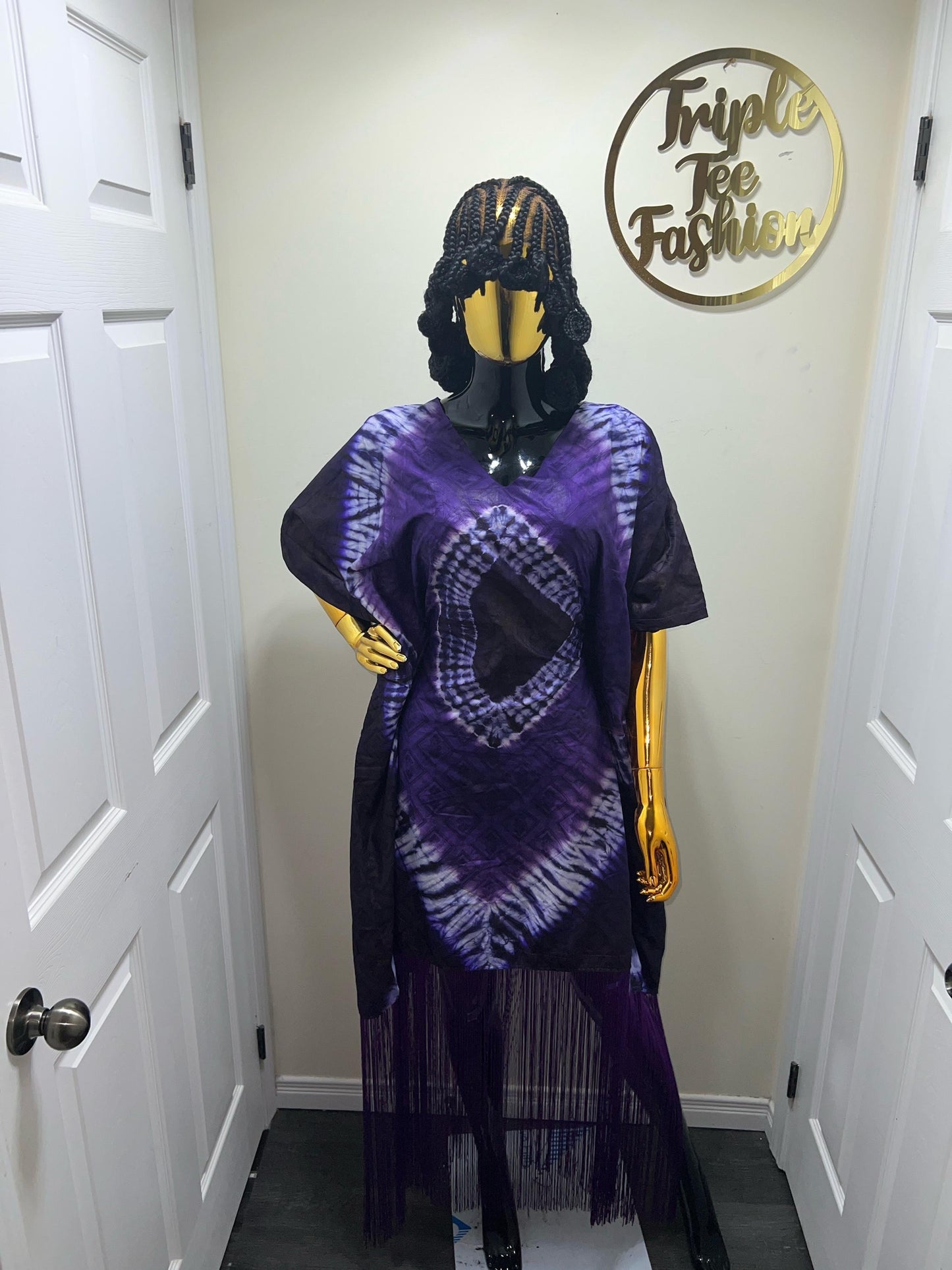 African Adire Fringe Boubou Dress| Rich Aunty Vibes| danshiki | Kaftan| African print dress | Nigerian made | Wedding Party dress|