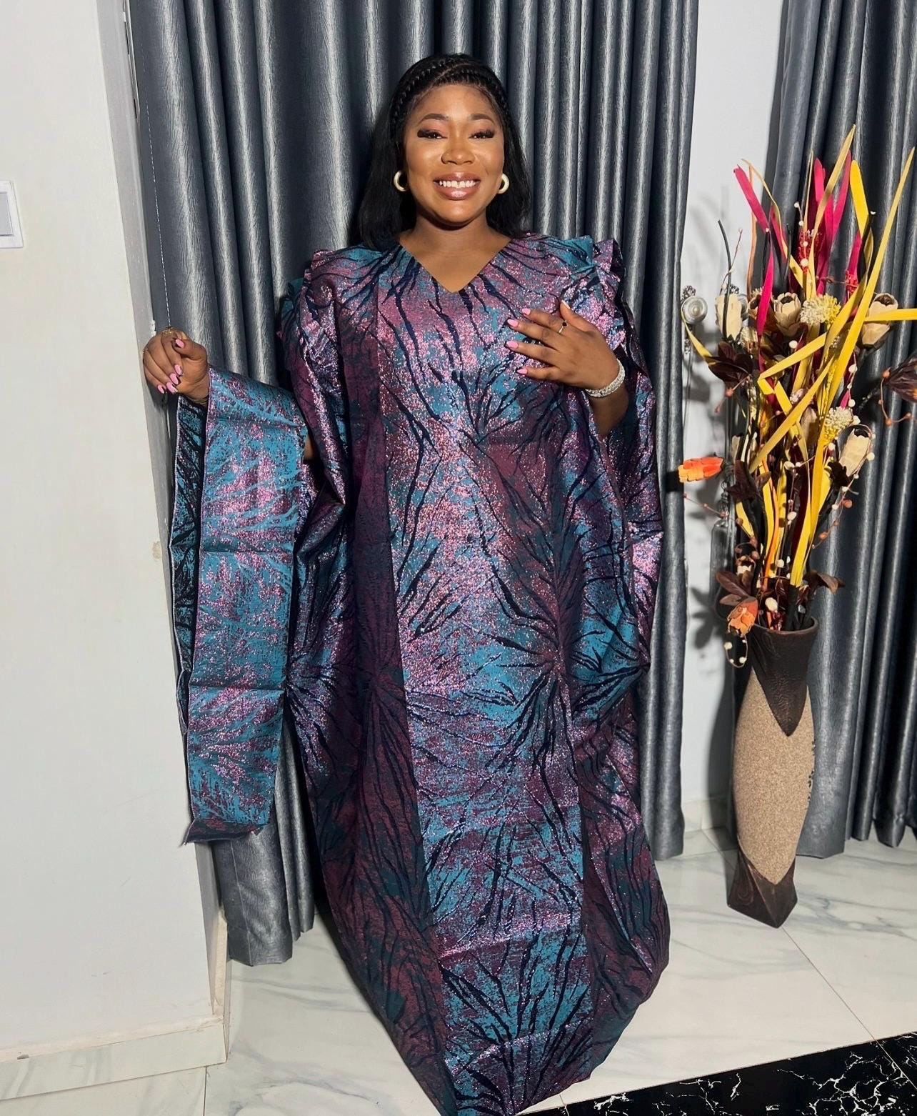 African Brocade Boubou Dress | Party Kaftan Jalabiya