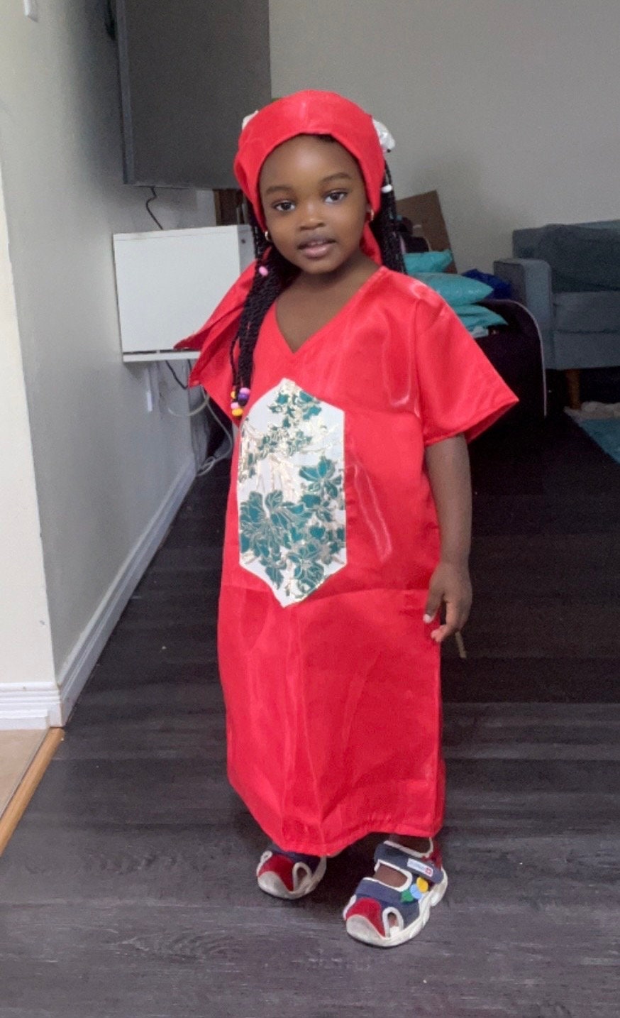 Brocade African Boubou Dress for Baby Girl | Mikado Fabric