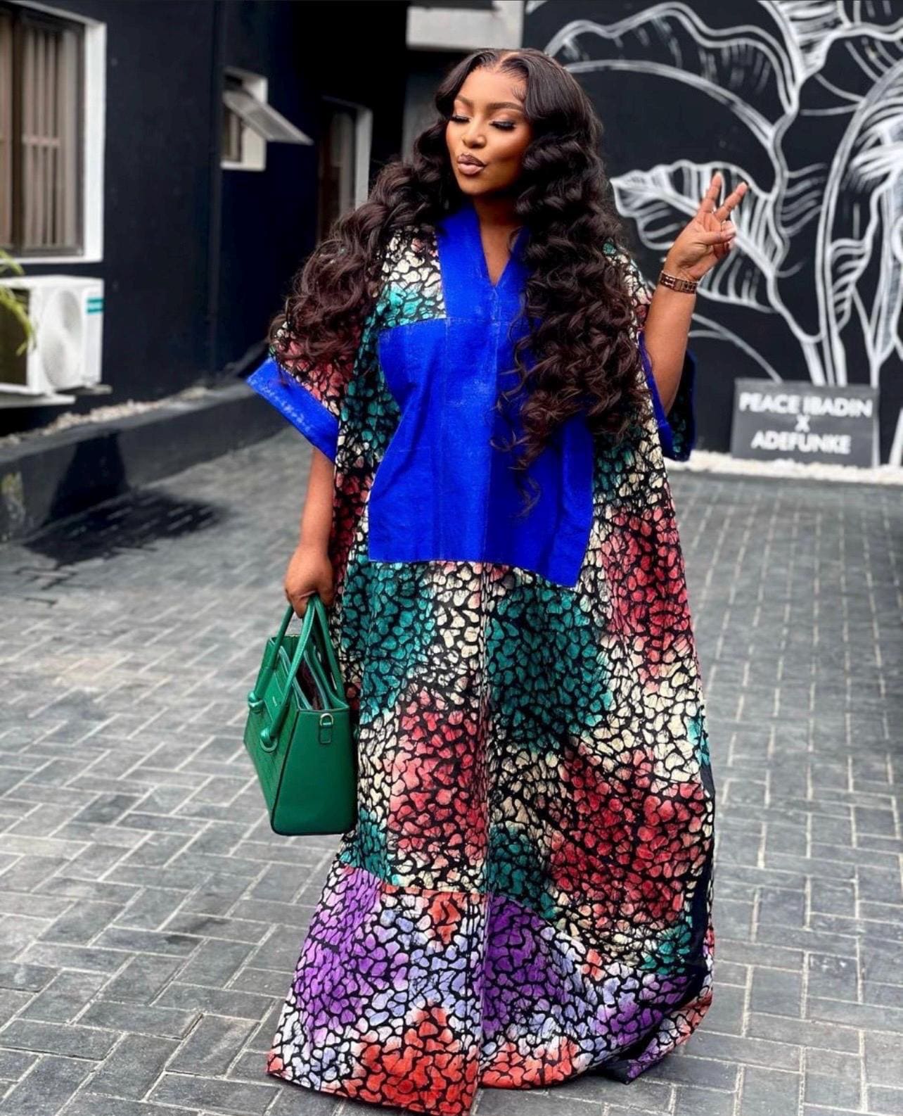 Handmade Adire Batik Kaftan Dress | Nigerian Print Boubou