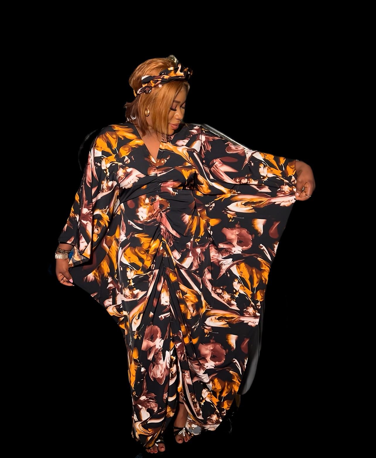African Print Crepe Kaftan Dress | Nigerian Boubou, Summer Danshiki