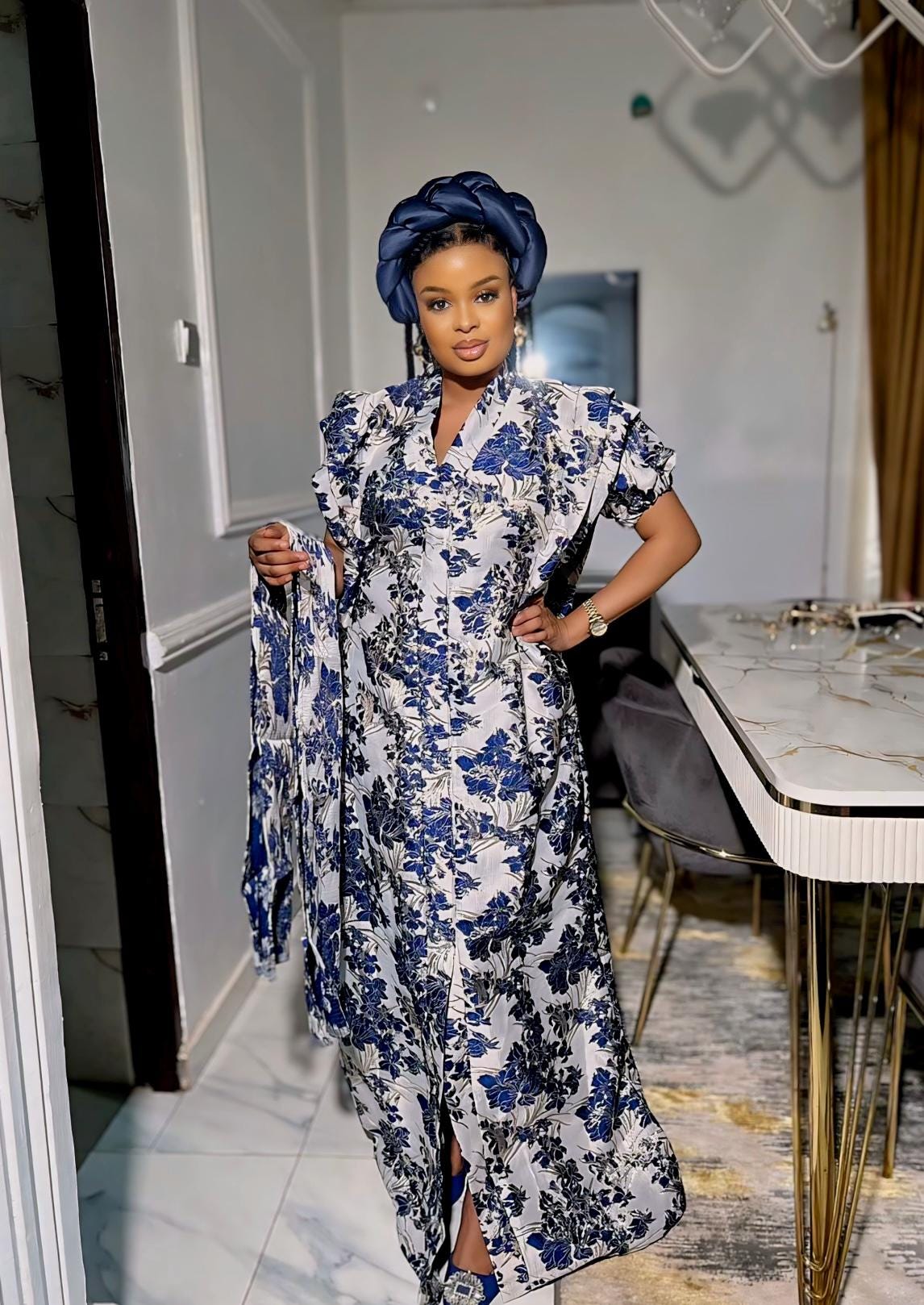 African dress| danshiki | Kaftan| Jalabiya| Rich aunty | Nigerian dress| Party dress| One size fits all| European brocade boubou| Rich Aunty