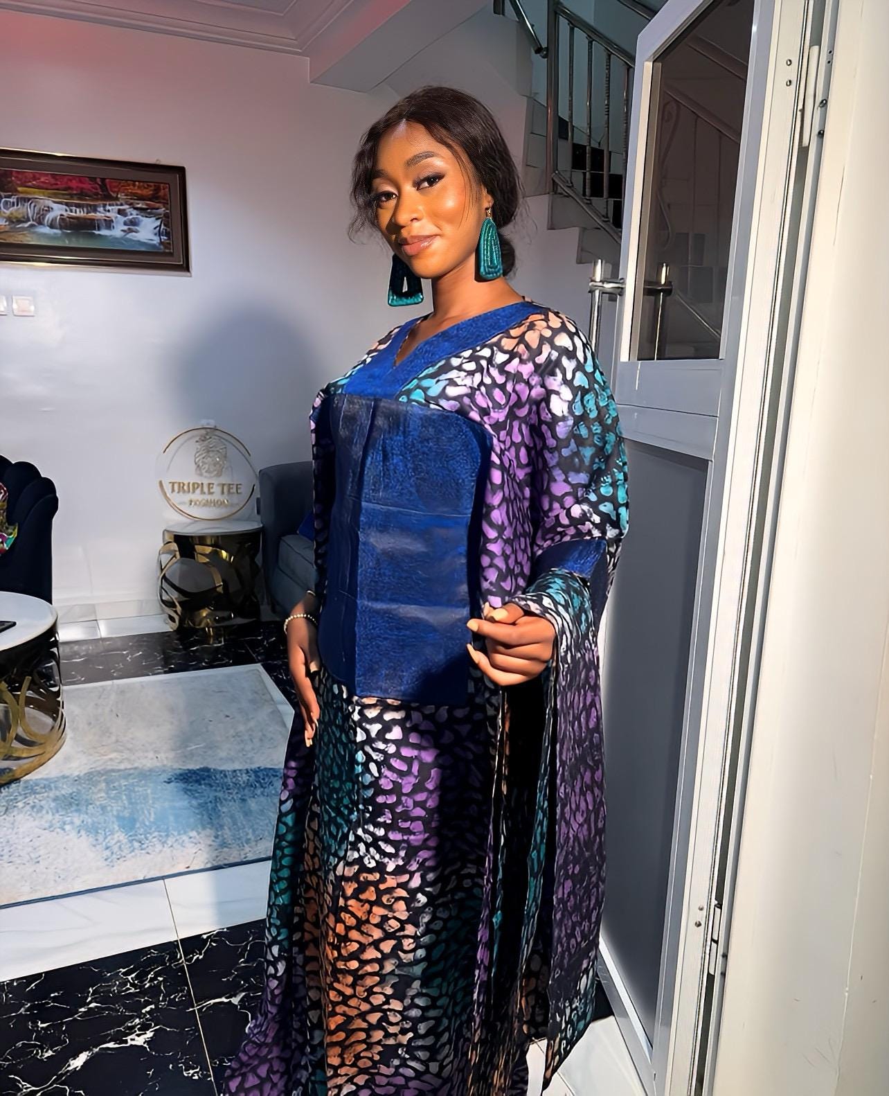 African Adire Batik dress| danshiki | Kaftan| Handmade African print dress | Nigerian made | Tie and Dye | Boubou| Rich aunty| Ankara