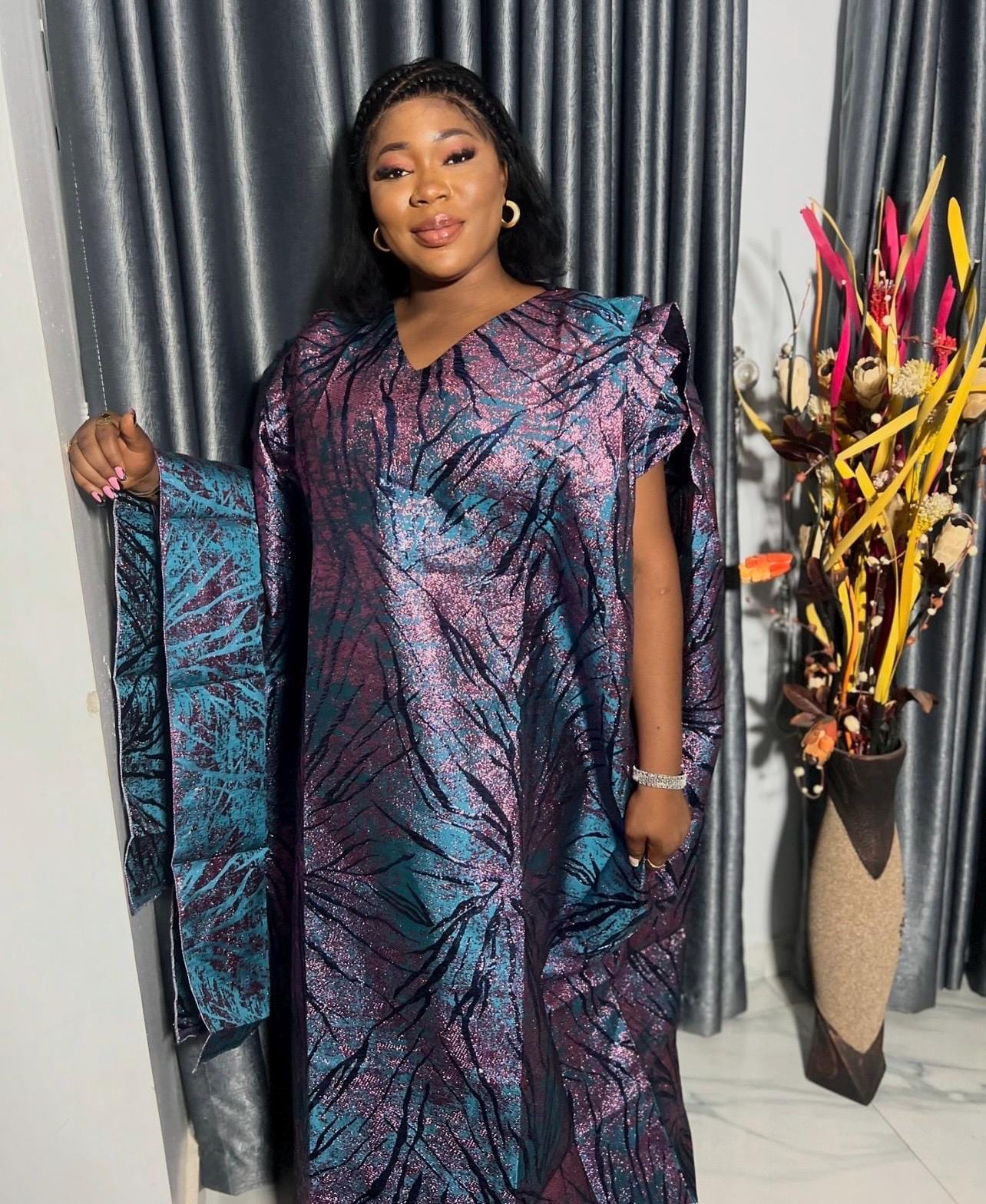 African Brocade Boubou Dress | Party Kaftan Jalabiya