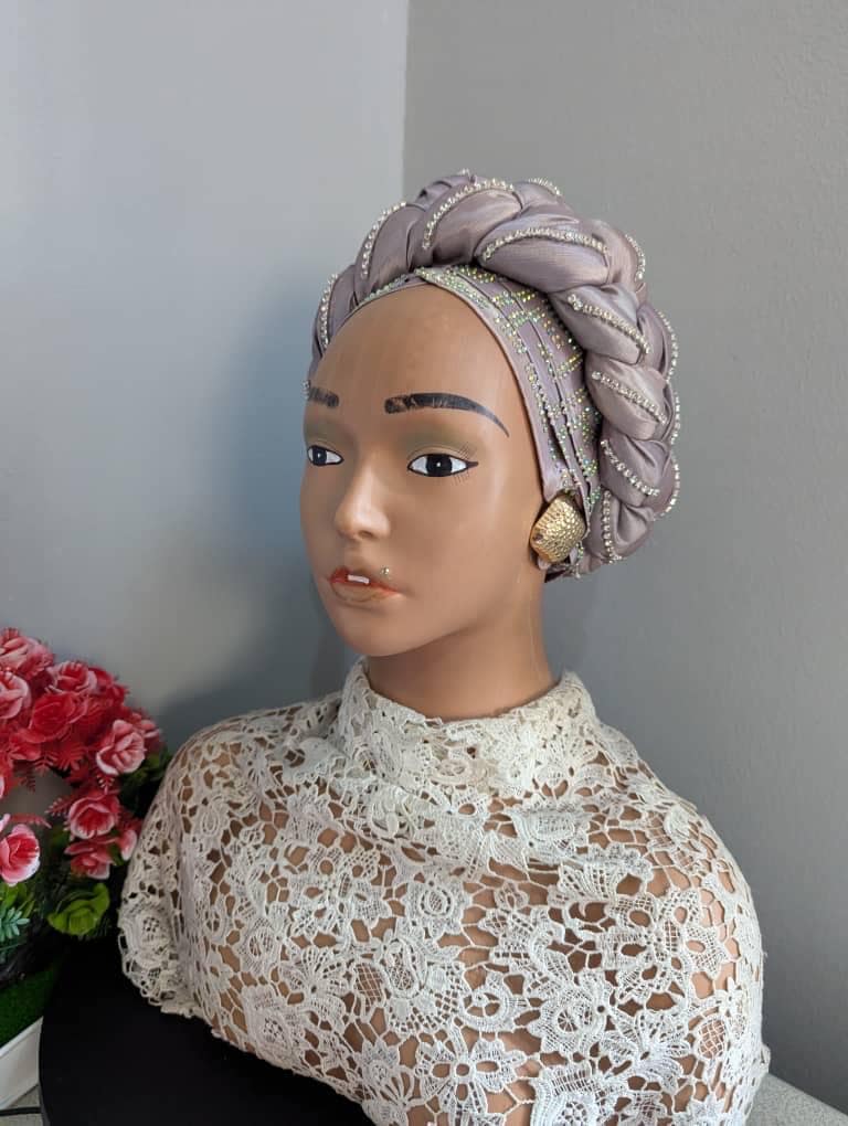 Luxury Crystal Duchess Silk Turban Hat | Pre-tied Headtie