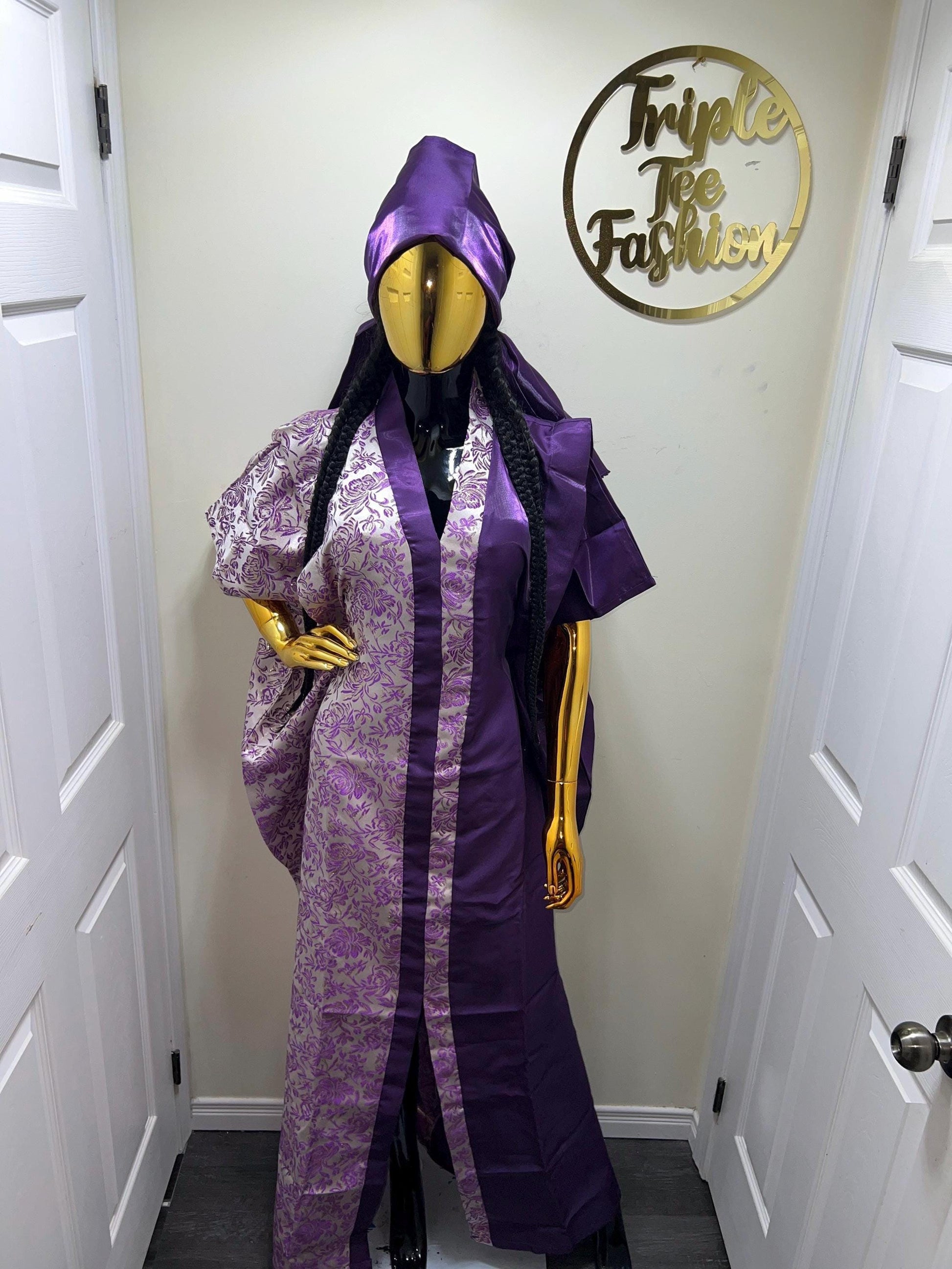 African Mikado Brocade Boubou | Kaftan Dress, One Size