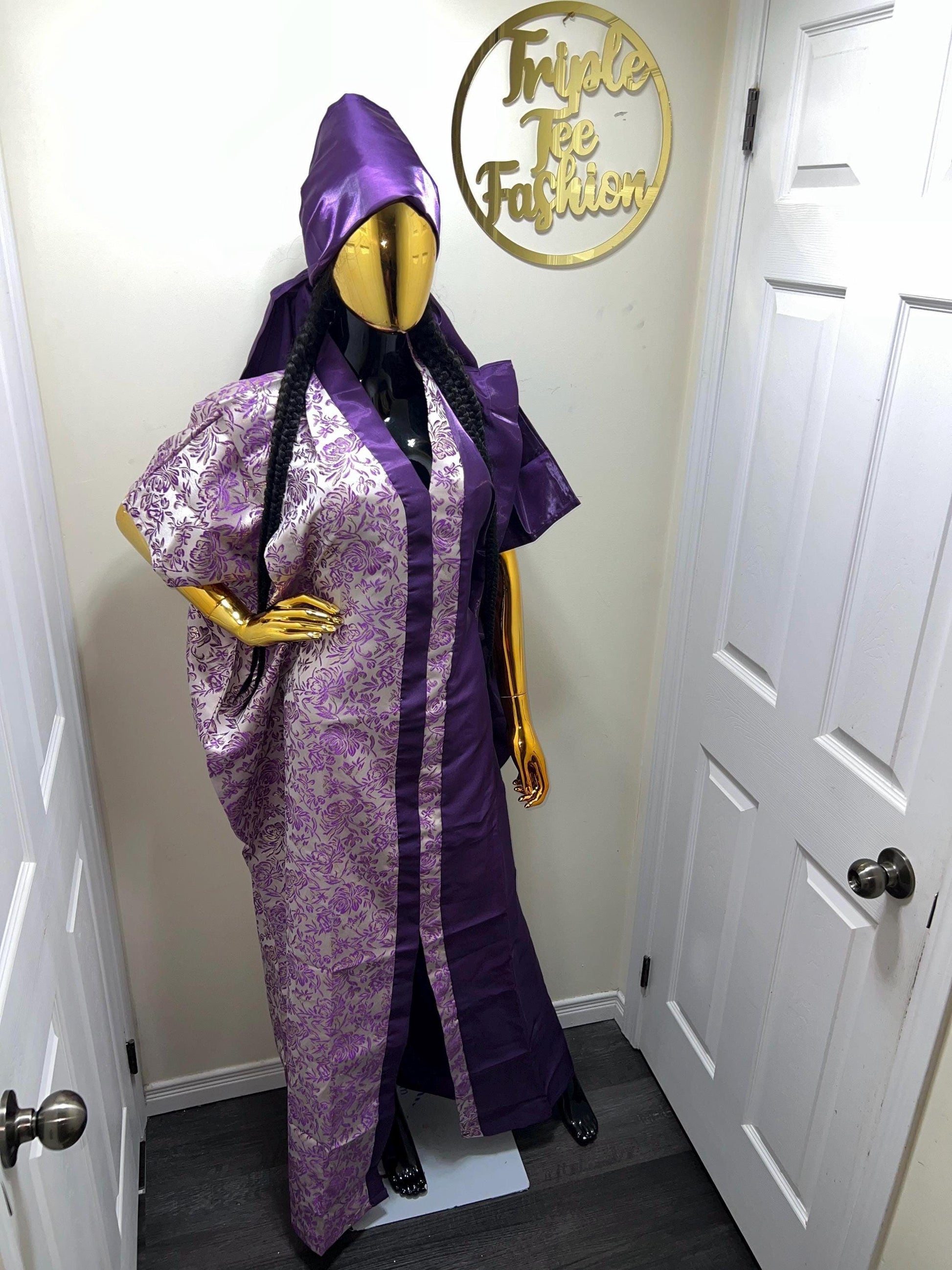 African Mikado Brocade Boubou | Kaftan Dress, One Size