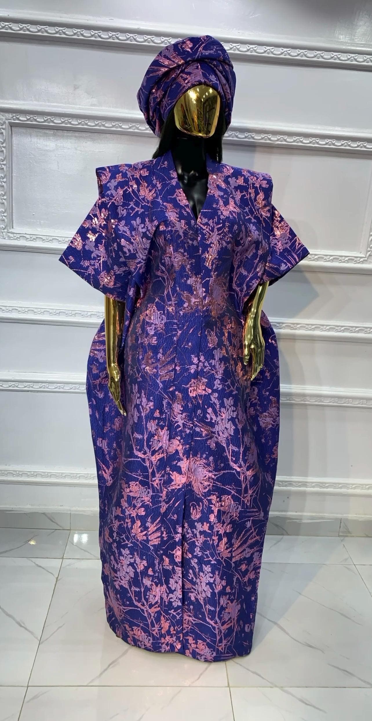 European Brocade Boubou Dress | Rich Aunty Style