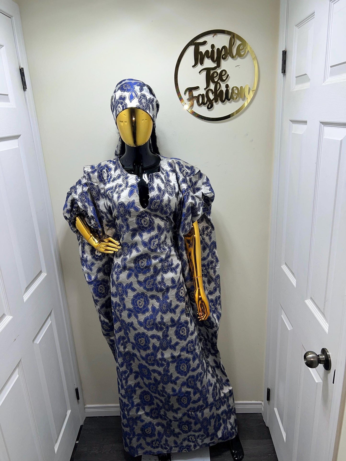 Brocade Boubou Kaftan with Matching Scarf | African Party Dress