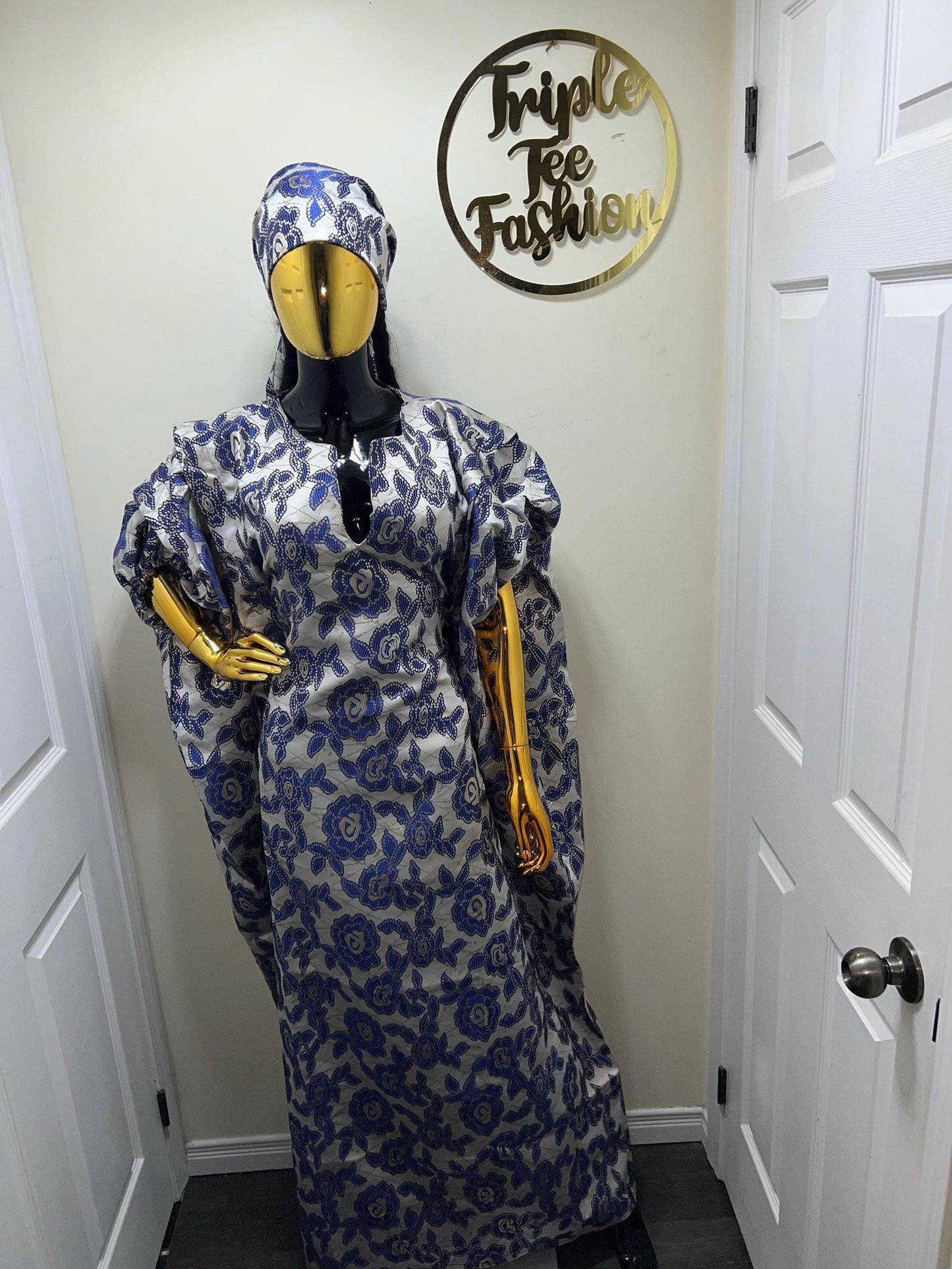 Brocade Boubou Kaftan with Matching Scarf | African Party Dress