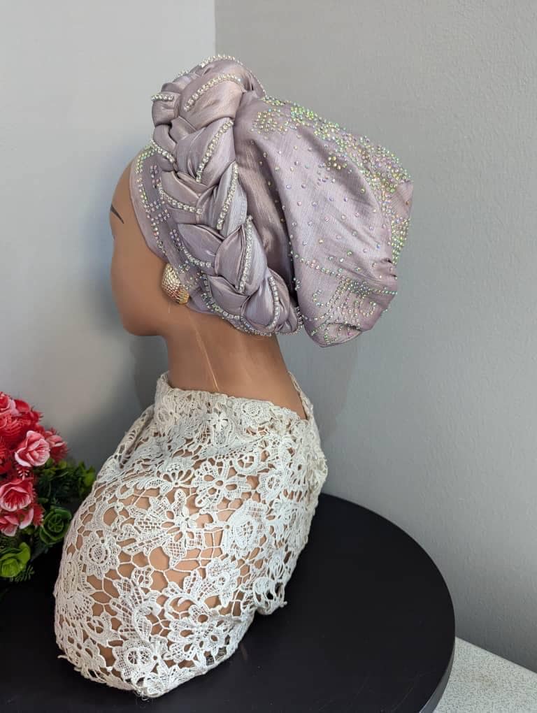 Luxury Crystal Duchess Silk Turban Hat | Pre-tied Headtie