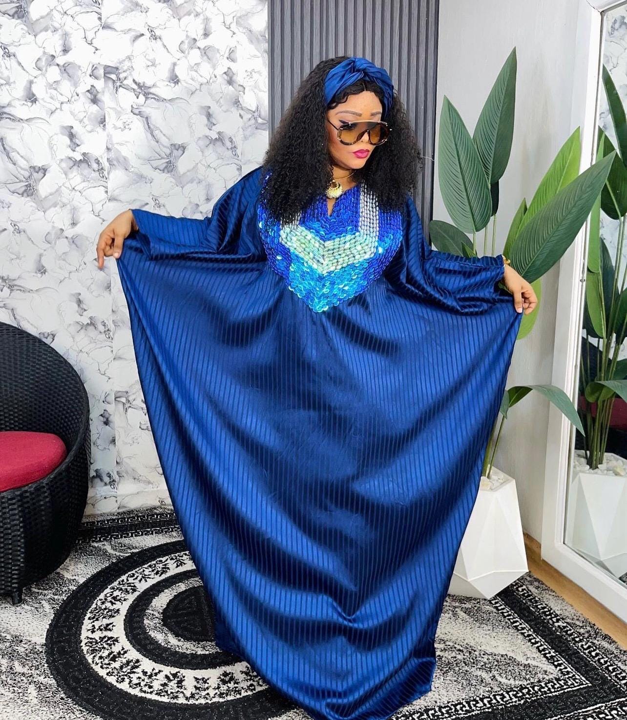 Handmade Beaded Silk Boubou Dress | African Kaftan