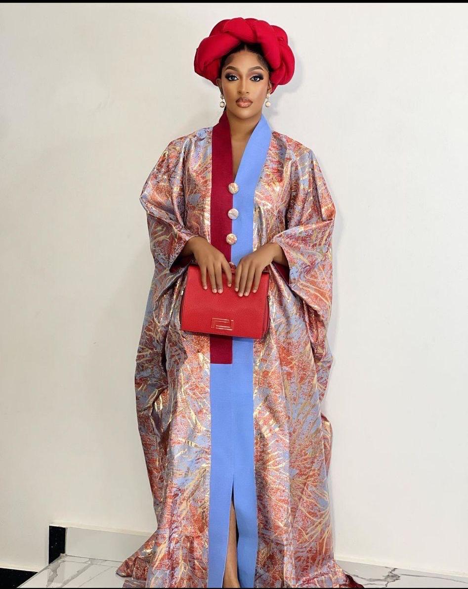 European Brocade Kaftan Dress with Headband | One Size Fits All