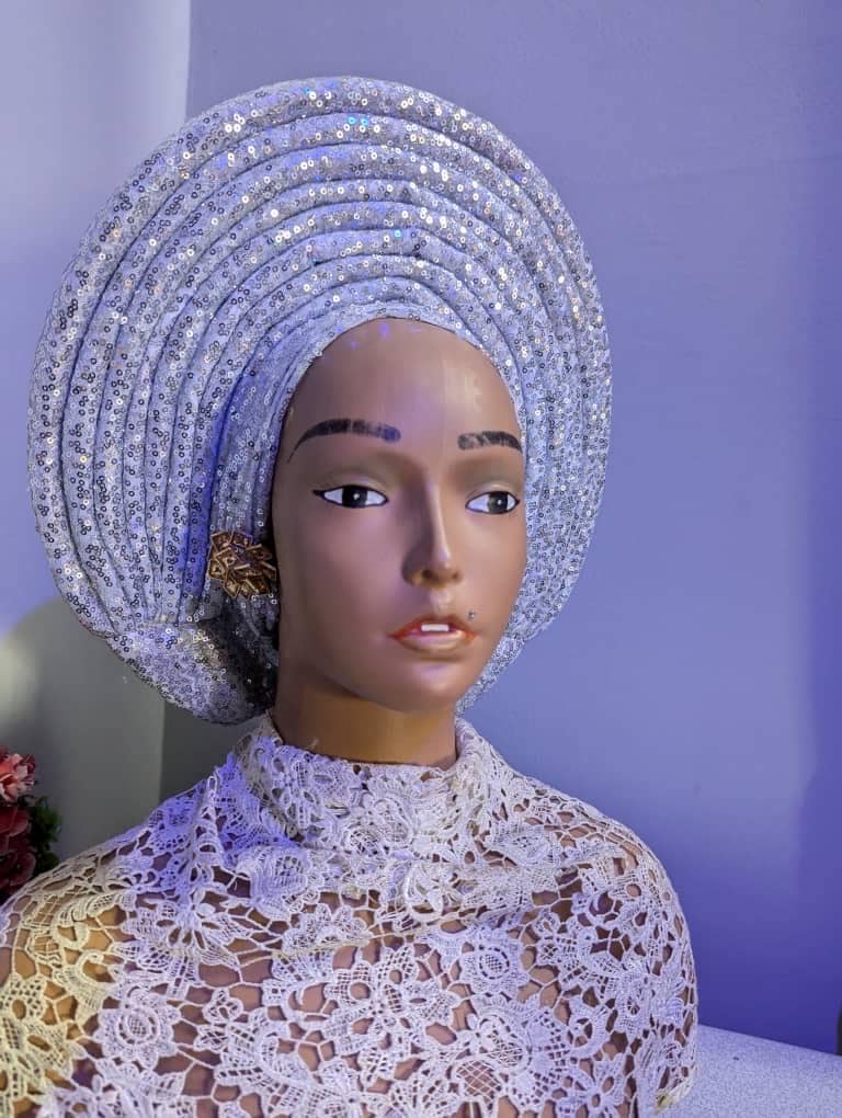 Sequin African Auto Gele | Pre-tied Turban Headtie