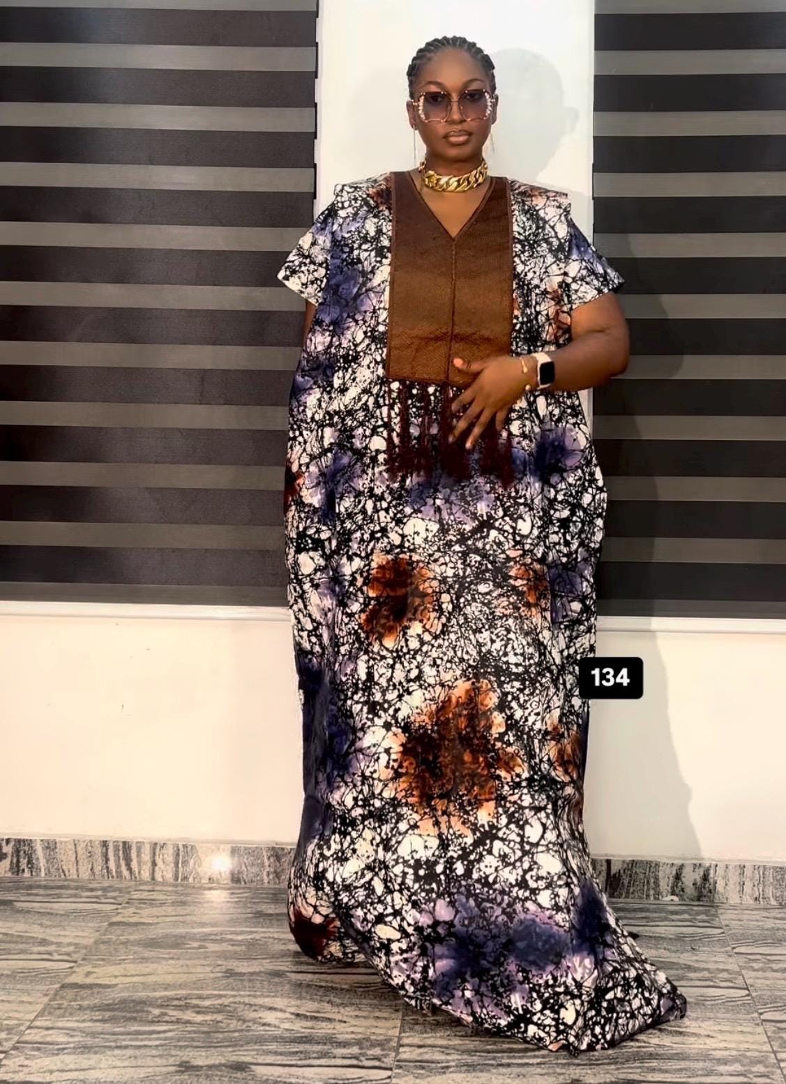 Phoenix Embroidery Ankara Dress | African Print Cotton Kaftan