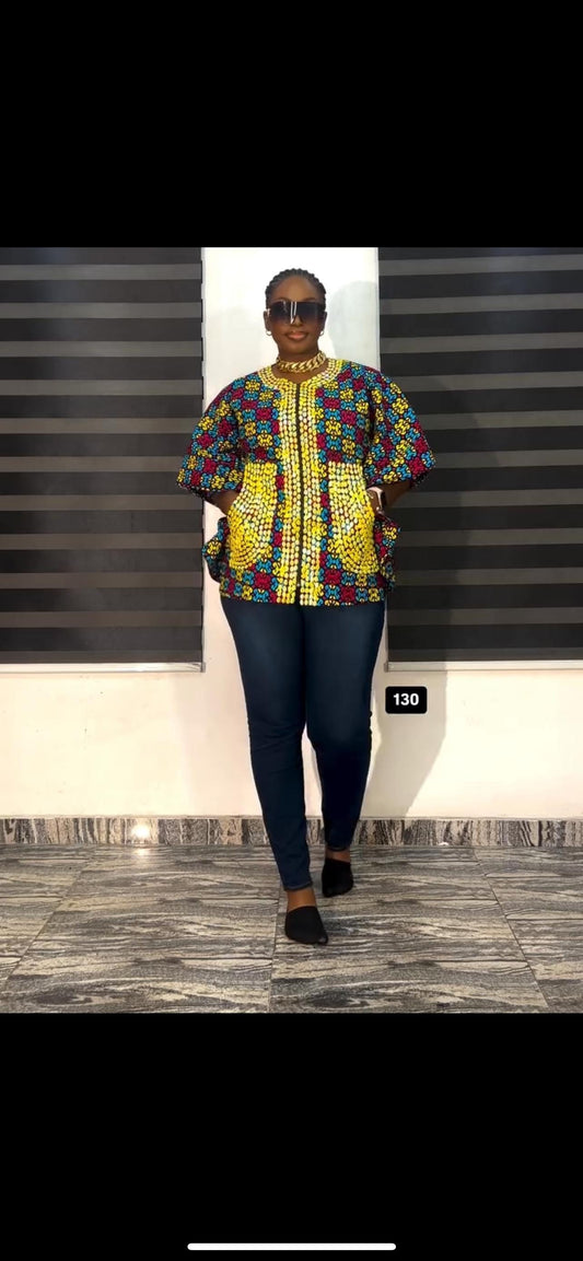 African Ankara blouse top for women | Beaded blouse | African wear | Nigerian made | Boubou | Rich Aunty Vibes