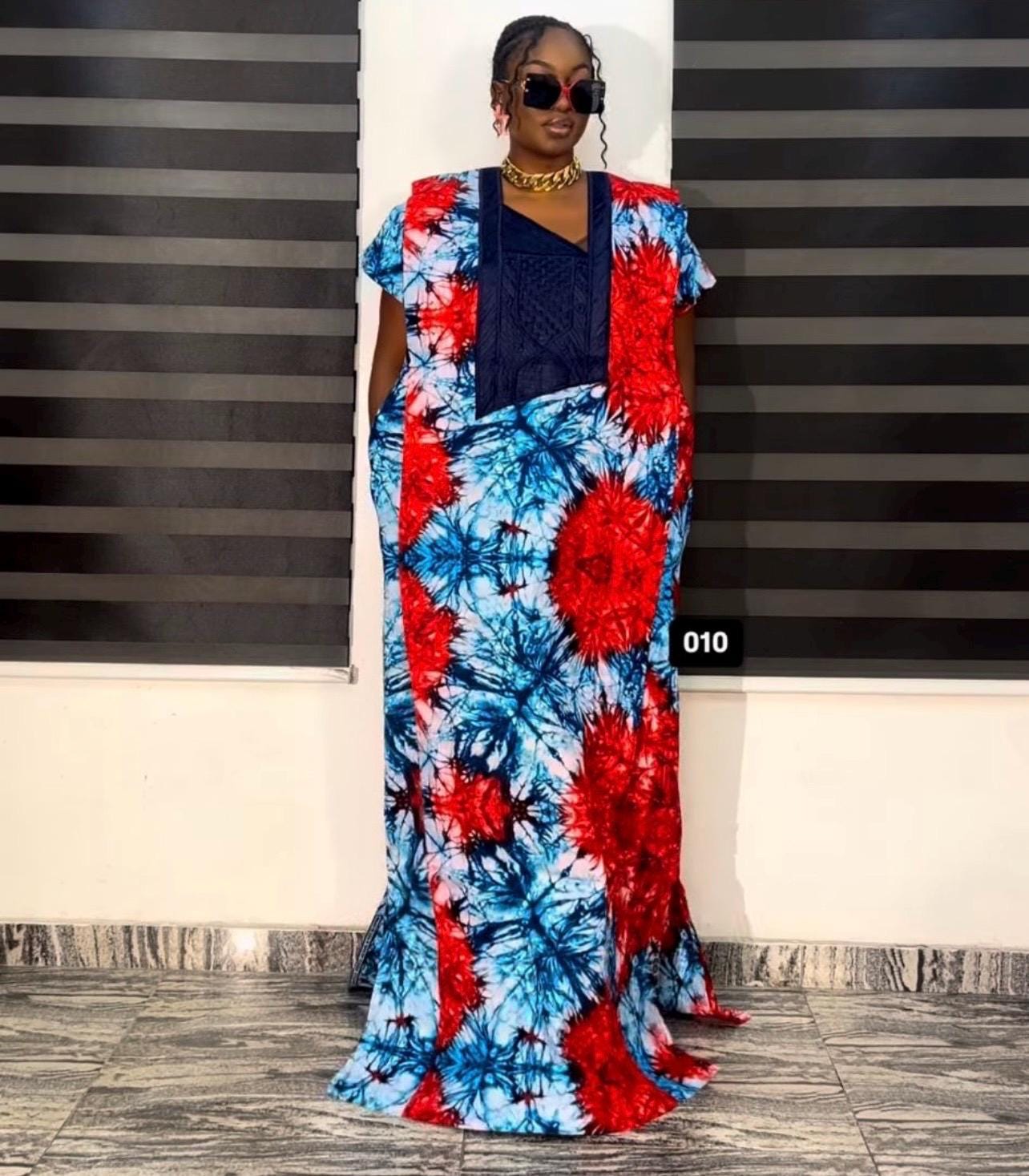 Phoenix Embroidery Ankara Dress | Nigerian Kaftan, Size 12