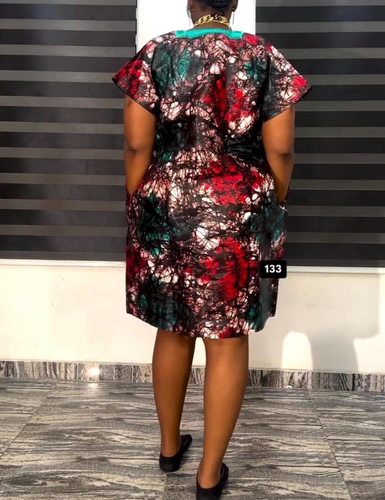 African Ankara Short danshiki Kaftan Dress. African wear | Nigerian made | Party dress| Embroidery | Rich aunty vibesBlack History