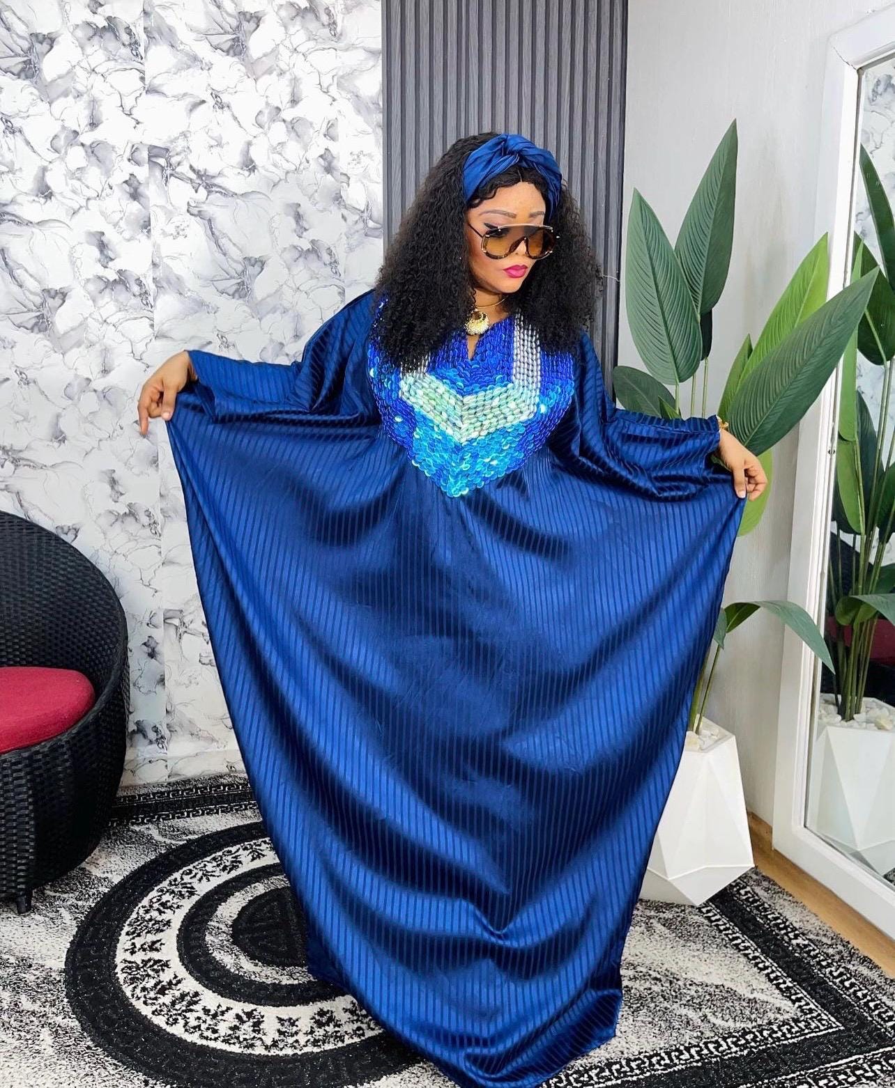 Handmade Beaded Silk Boubou Dress | African Kaftan