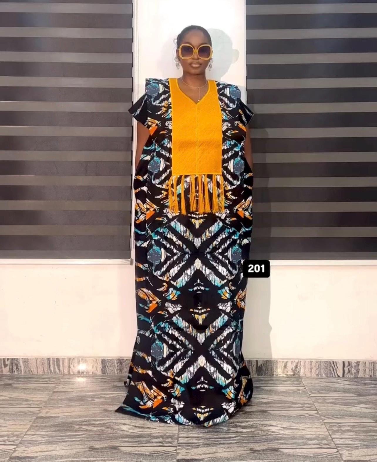 Phoenix Embroidery Ankara Dress | 60 inch Kaftan