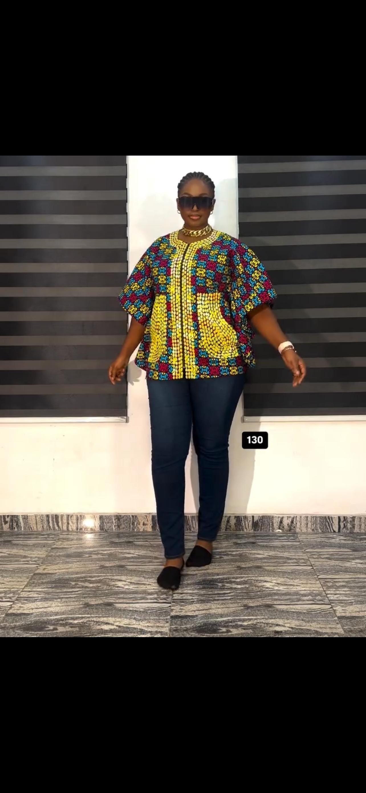 Hand-Beaded Ankara Blouse | 100% Cotton African Top