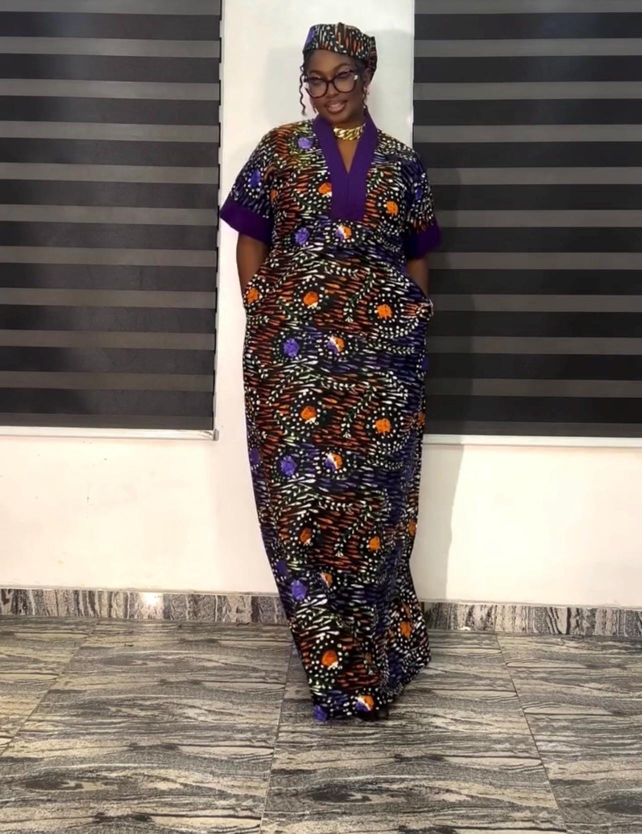 African Print Ankara Maxi Dress: Nigerian Aso Oke Kaftan