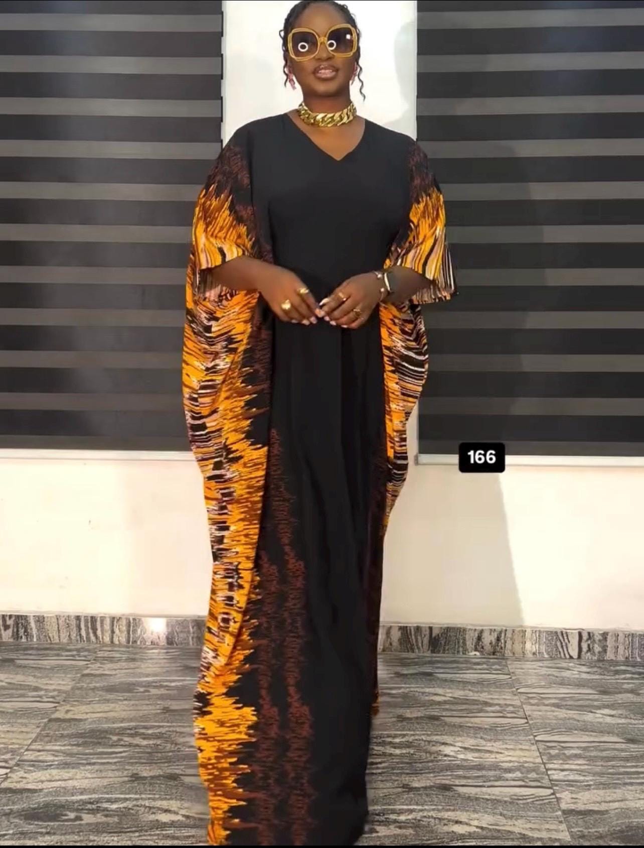African Print Crepe Kaftan | Nigerian Boubou Dress