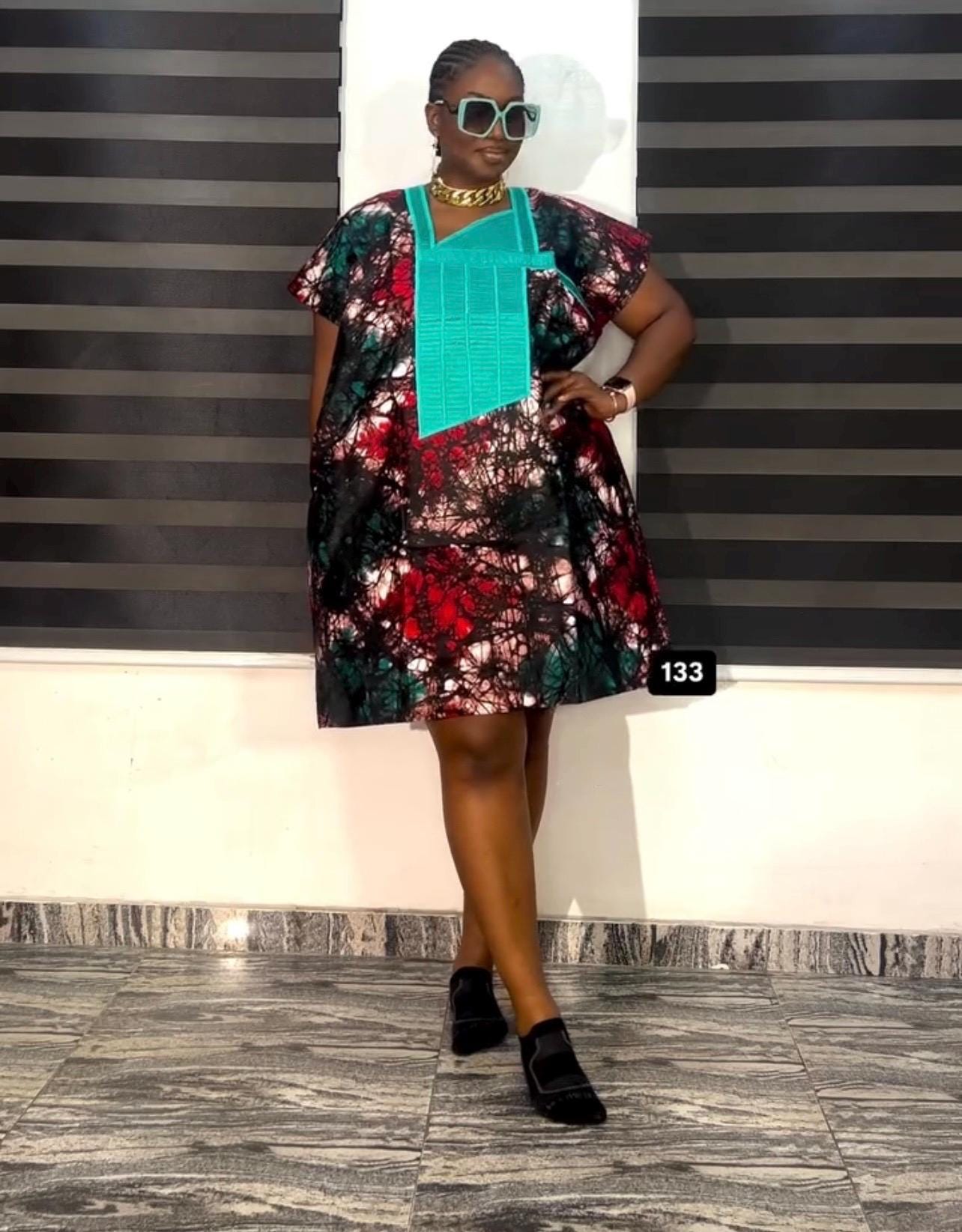 African Ankara Short danshiki Kaftan Dress. African wear | Nigerian made | Party dress| Embroidery | Rich aunty vibesBlack History