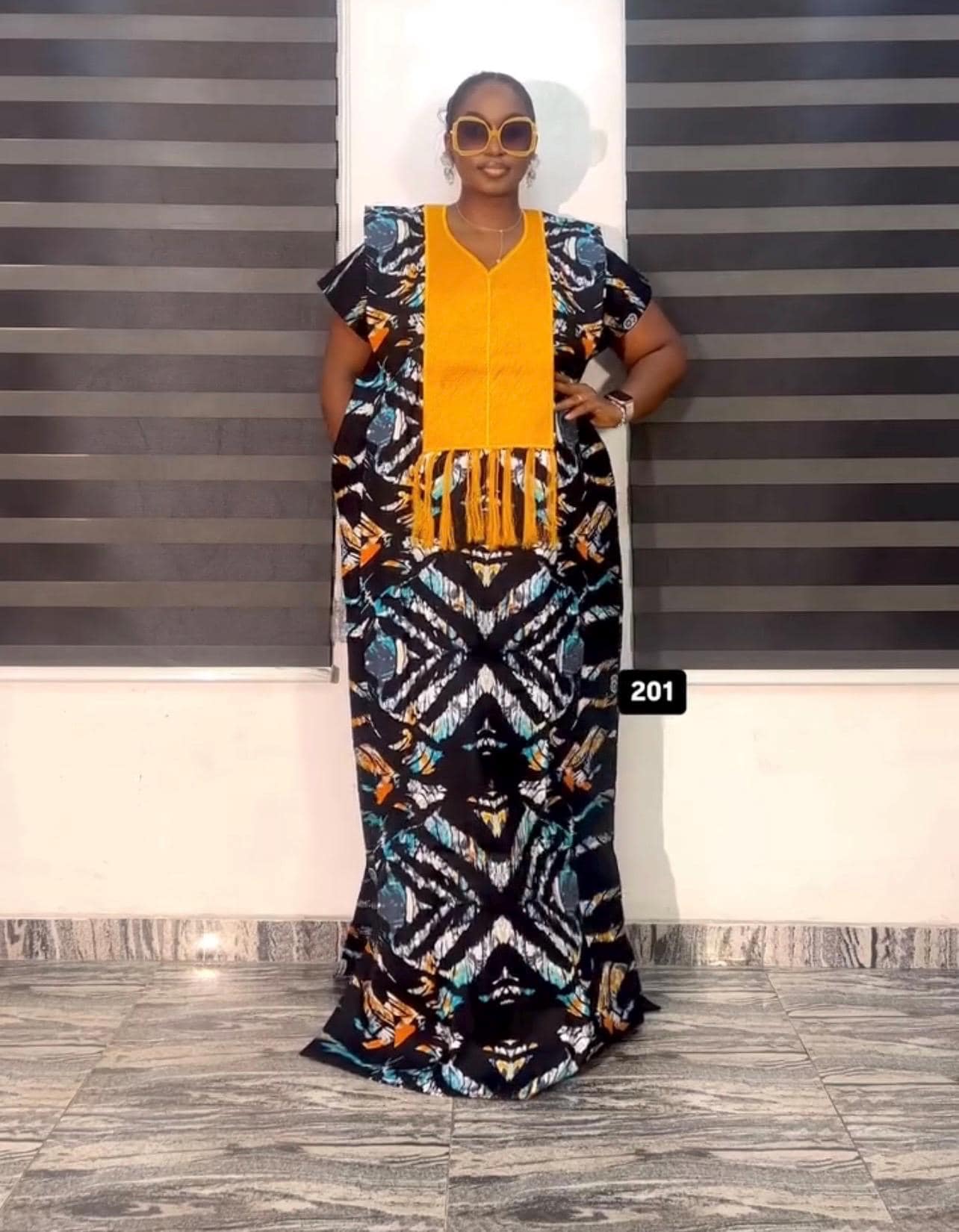 Phoenix Embroidery Ankara Dress | 60 inch Kaftan