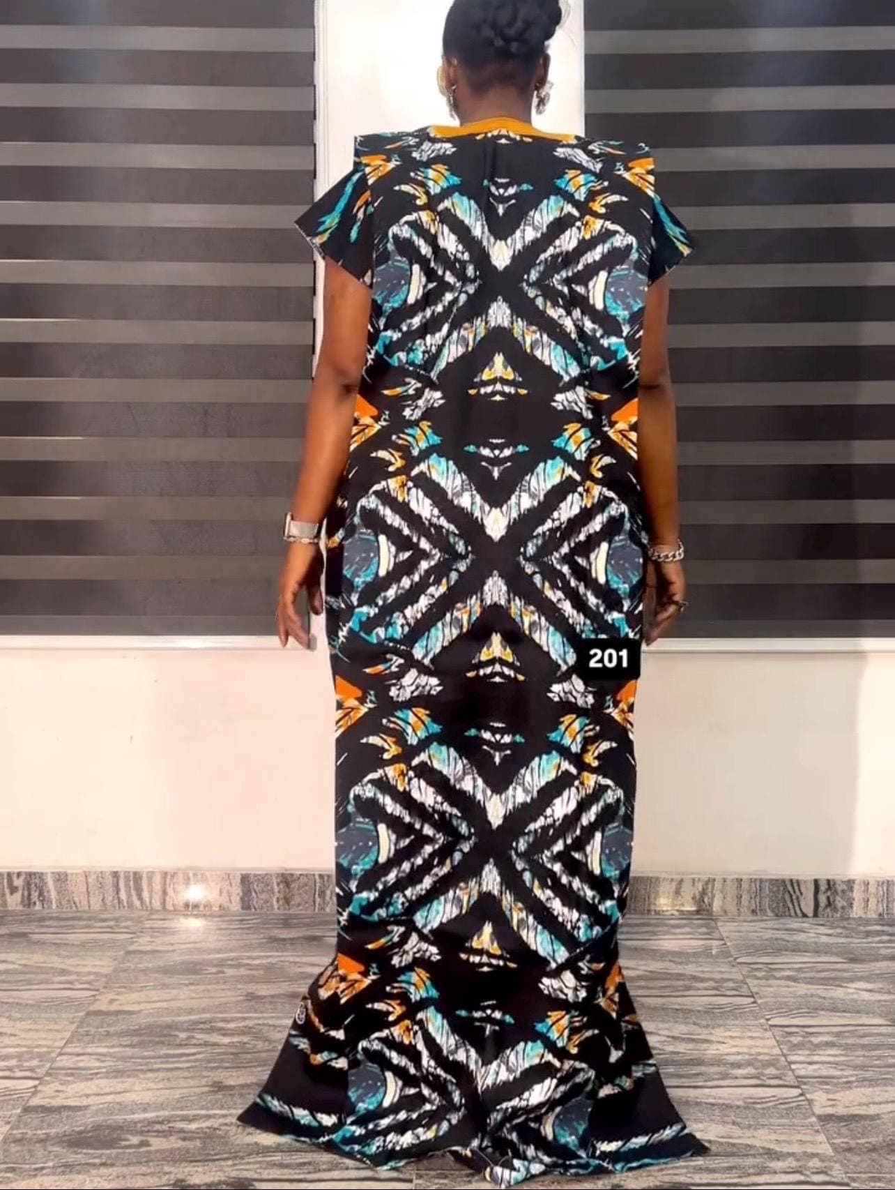 Phoenix Embroidery Ankara Dress | 60 inch Kaftan