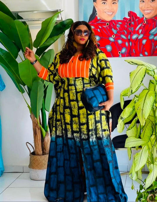 African Adire Batik Boubou dress |Inner belt bubu Kaftan| Handmade African print dress | Nigerian made | Tie and Dye | Rich aunty| Ankara