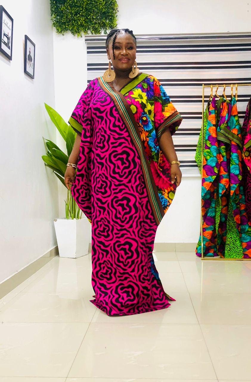 Ankara Kaftan Dress | Nigerian Aso Oke Cotton Bubu