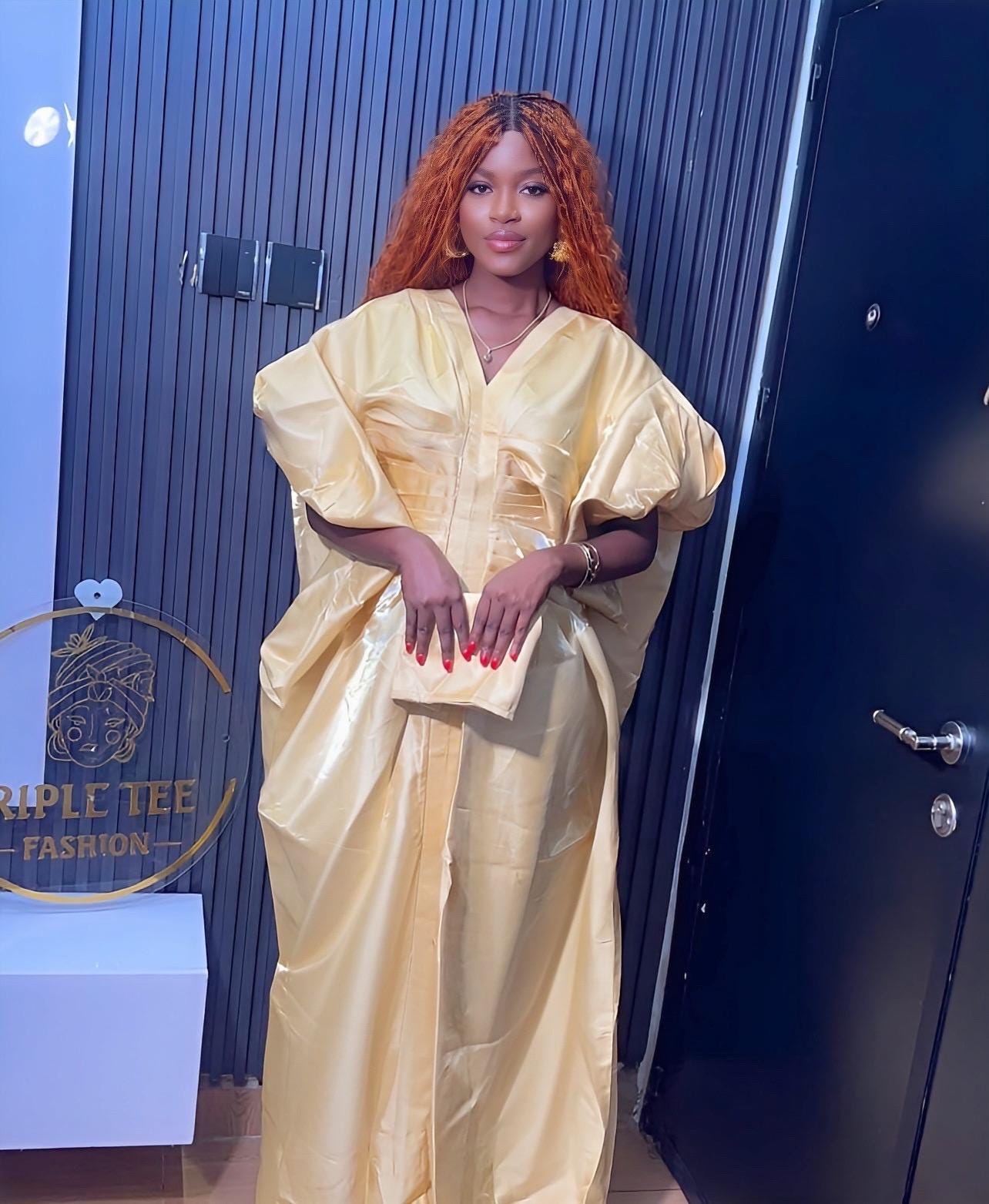 African Liquid Mikado Boubou Dress | Nigerian Kaftan