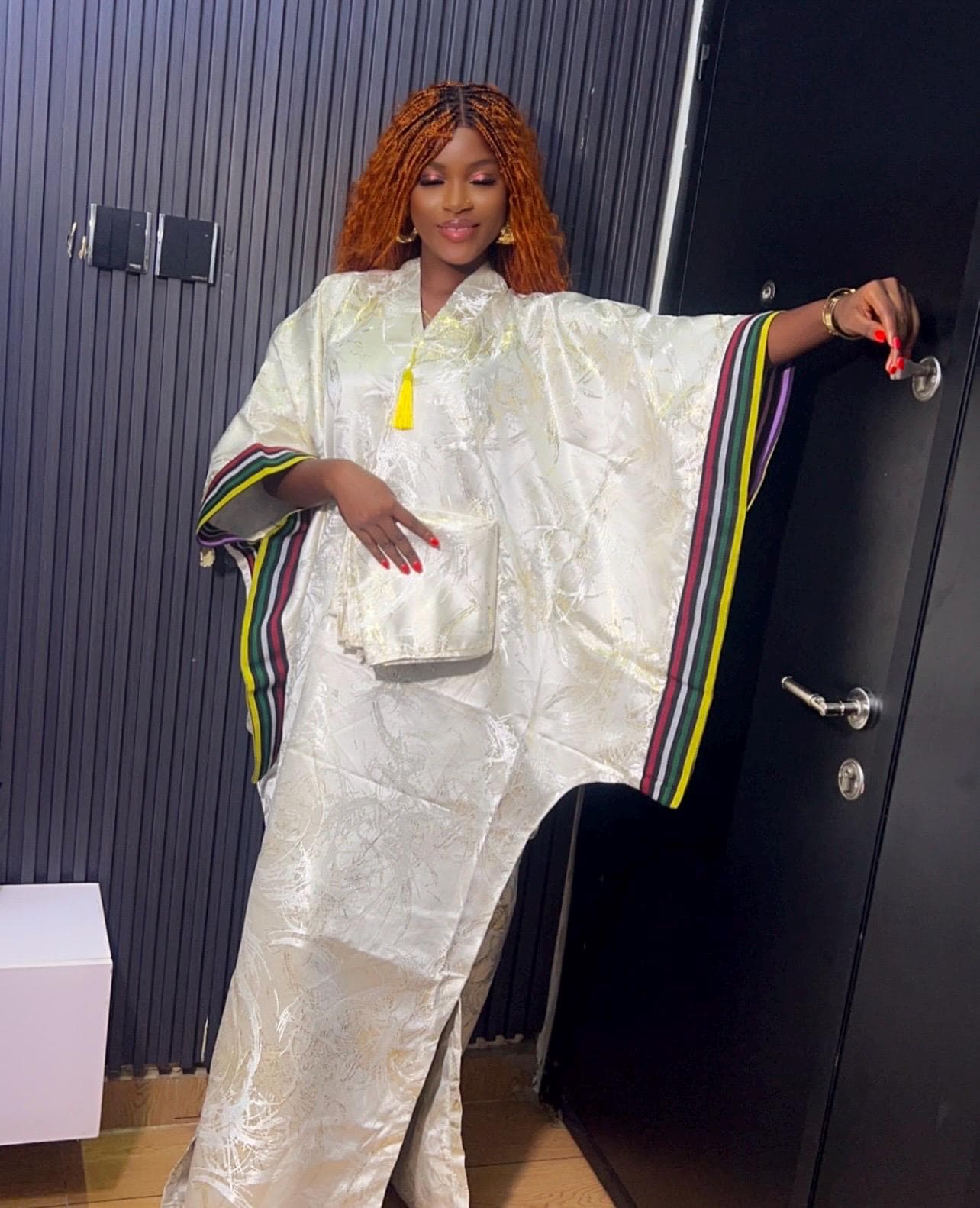 African Brocade Kaftan Dress | Boubou Style, Headband Included