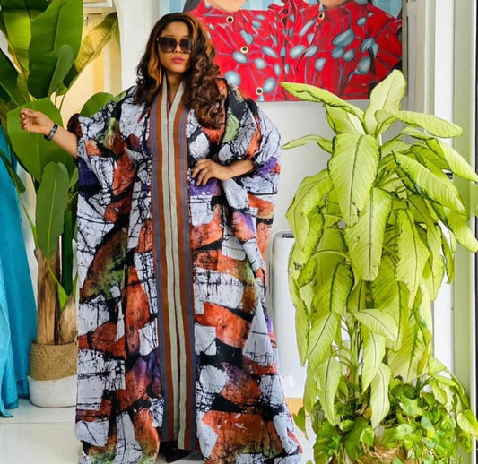 African Adire Batik Boubou dress |Inner belt bubu Kaftan| Handmade African print dress | Nigerian made | Tie and Dye | Rich aunty| Ankara