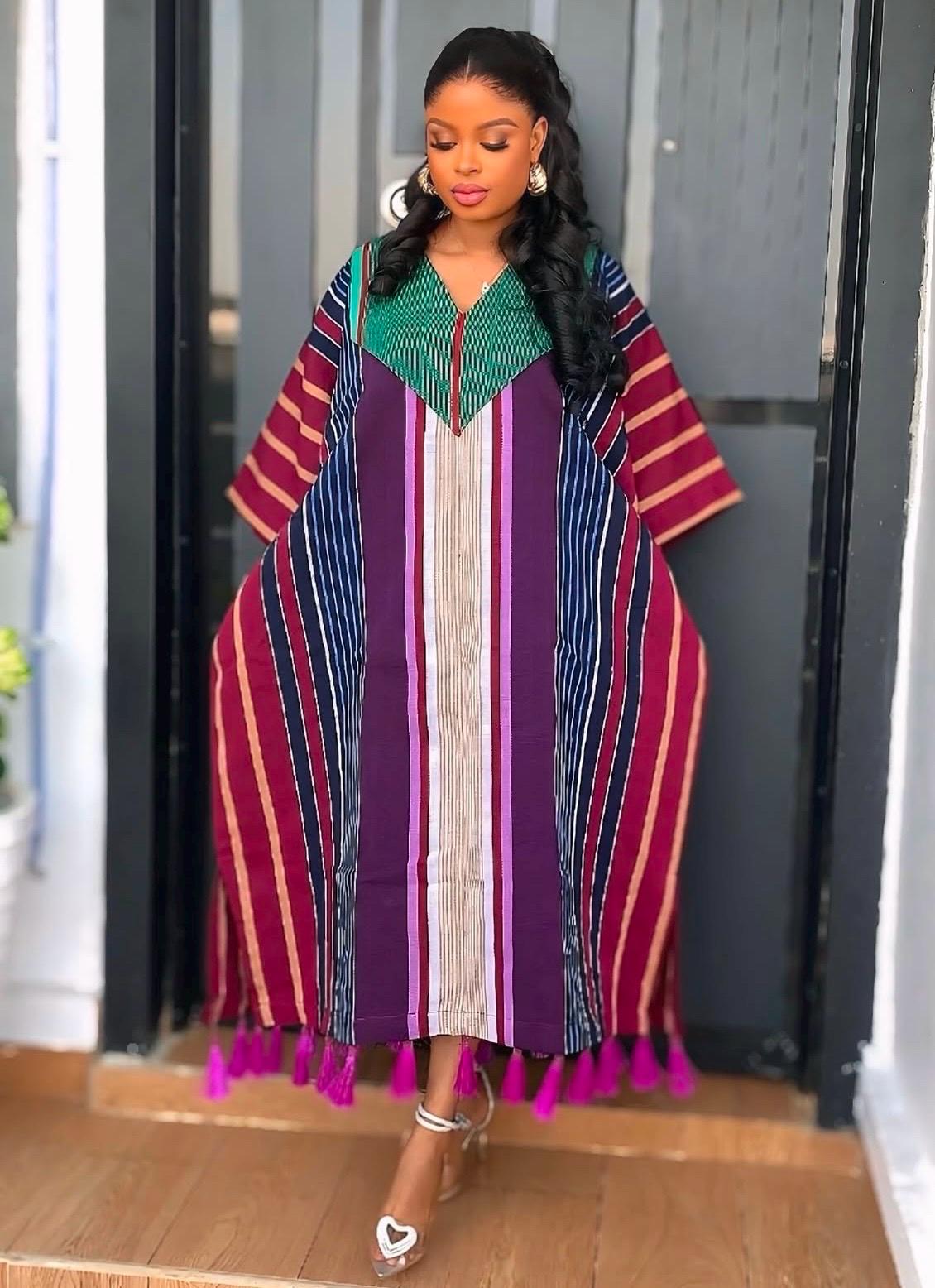Handmade Aso Oke Boubou Kaftan | Nigerian Traditional Dress