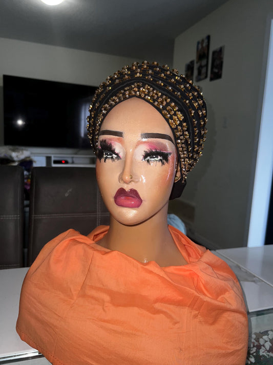 Luxury Turban Hat for Ladies| Pre tied Hat| Zara cap| Eid |Pre styled Head Tie| Ready To Wear Turban Headtie| African Auto cap| Muslim Women